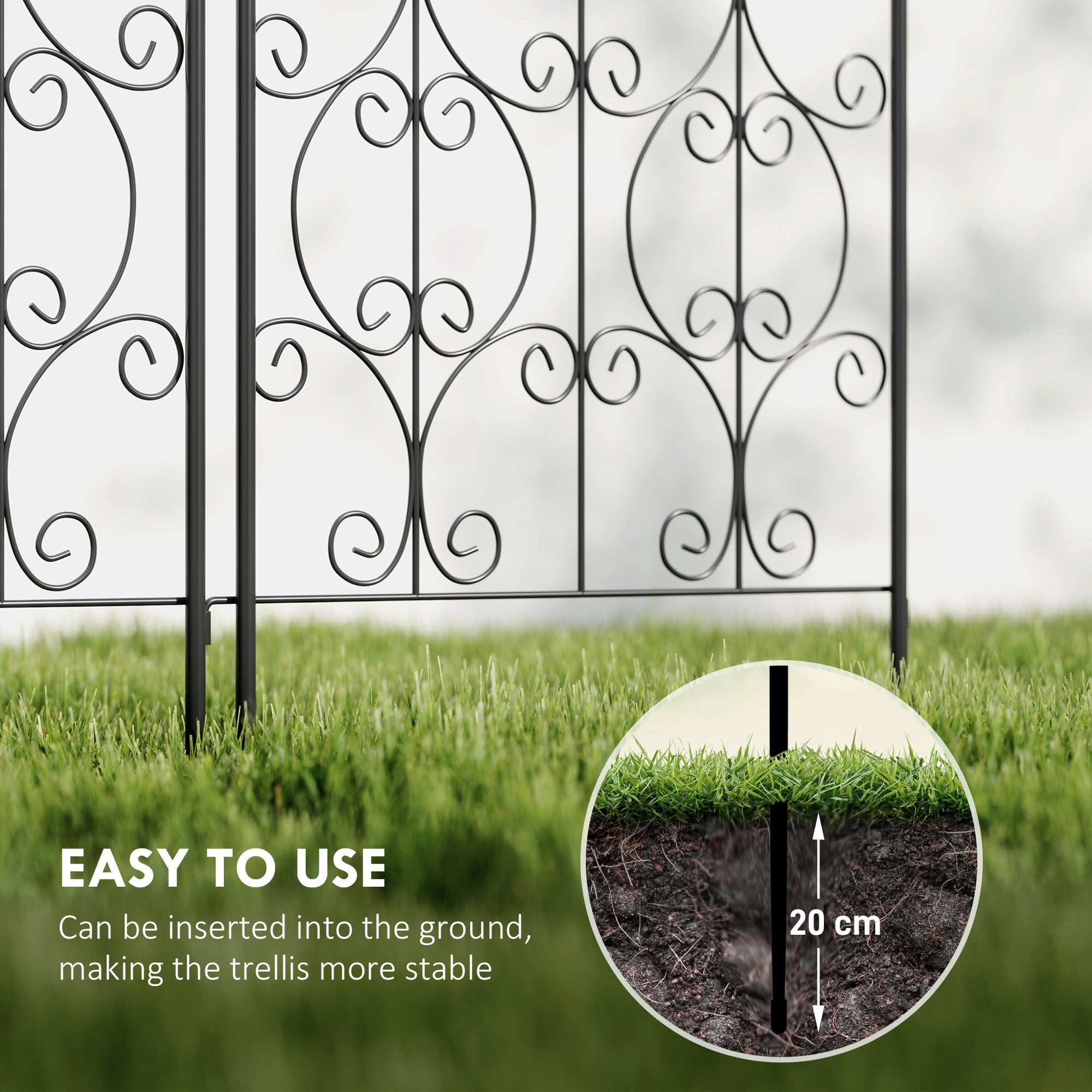 Outsunny Set of 2 Black Metal Garden Trellis Panels, 150 x 50 cm