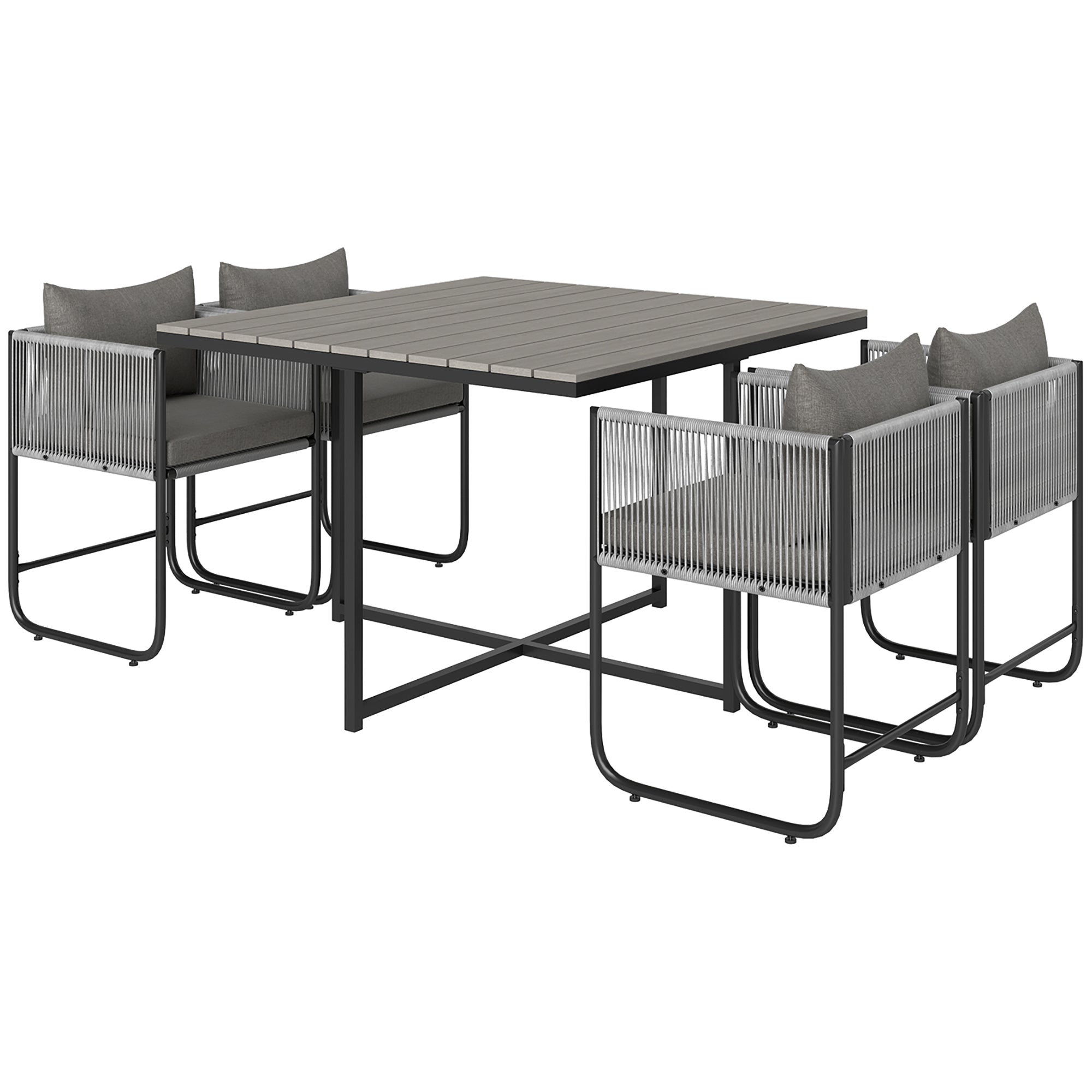 Outsunny Rattan Cube Dining Set with Space-Saving Design