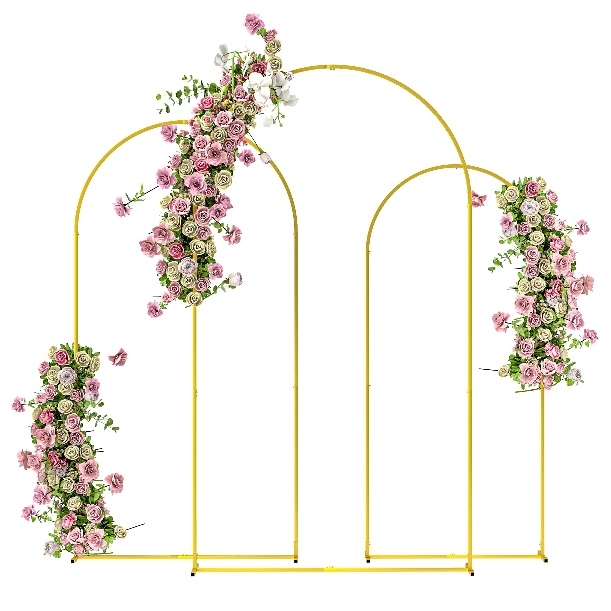 Outsunny Gold Tone Metal Wedding Arch Frame Backdrop Stand Set
