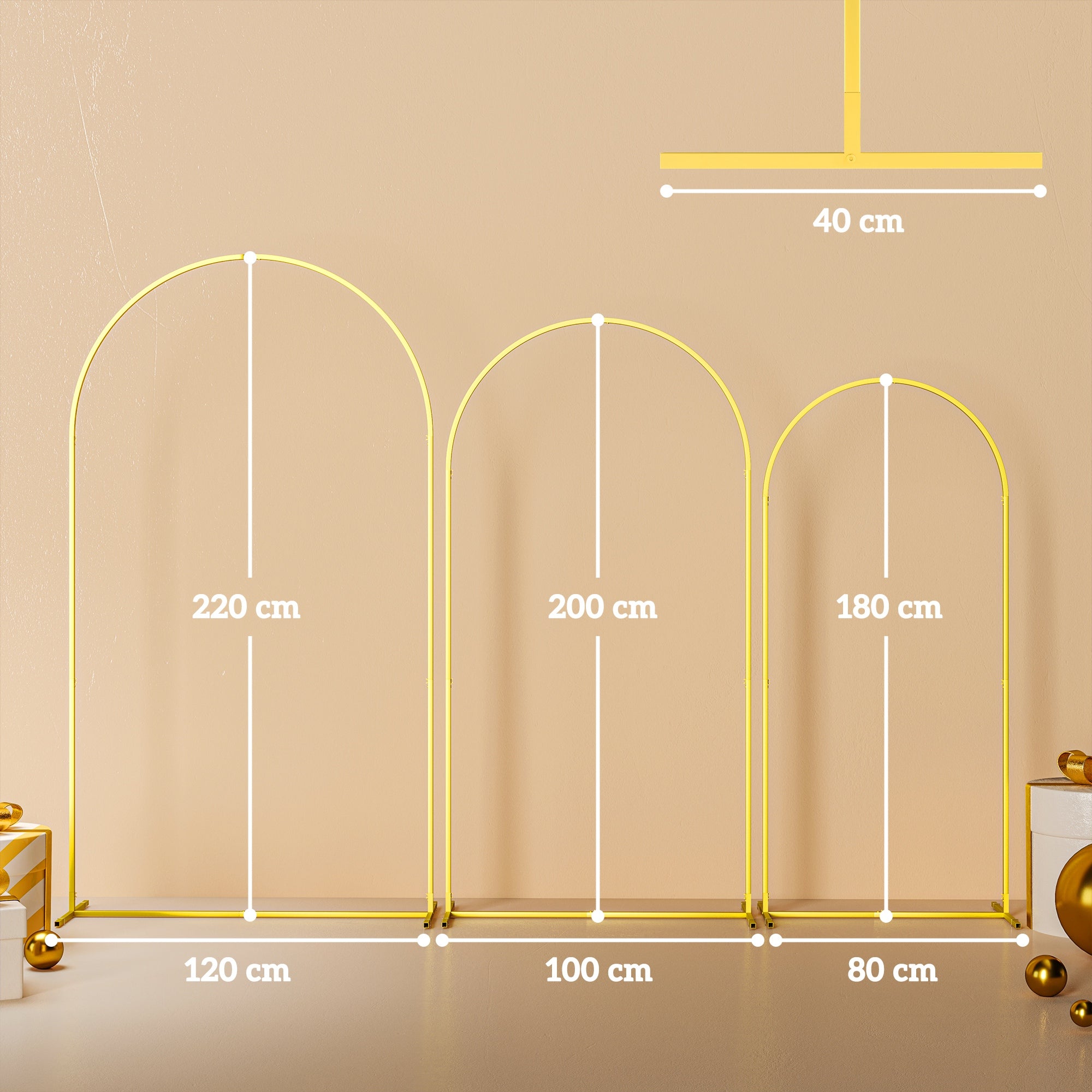Outsunny Gold Tone Metal Wedding Arch Frame Backdrop Stand Set