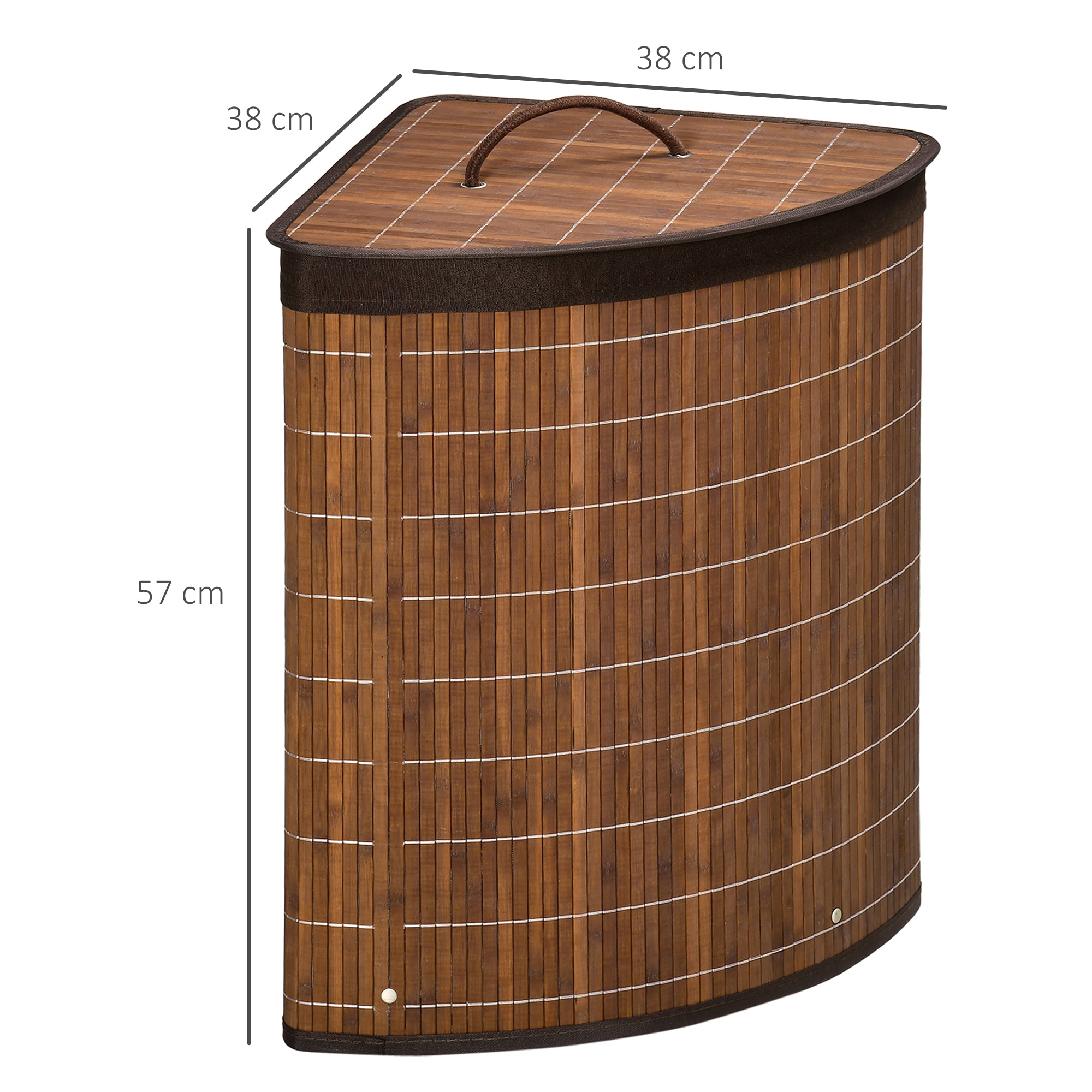 HOMCOM 55L Bamboo Corner Laundry Hamper with Lid, Brown