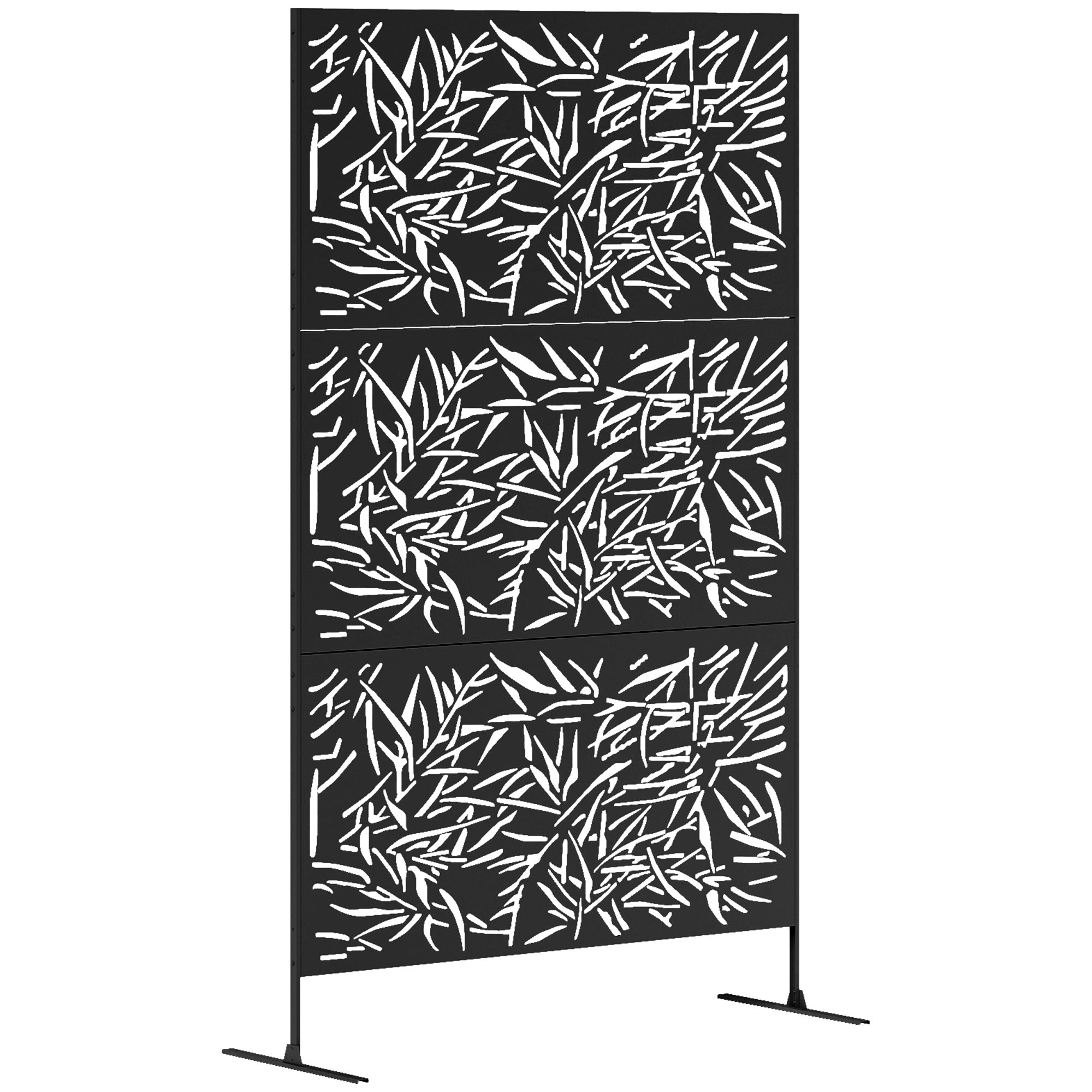 Outsunny Black Bamboo Outdoor Privacy Screen with Steel Frame