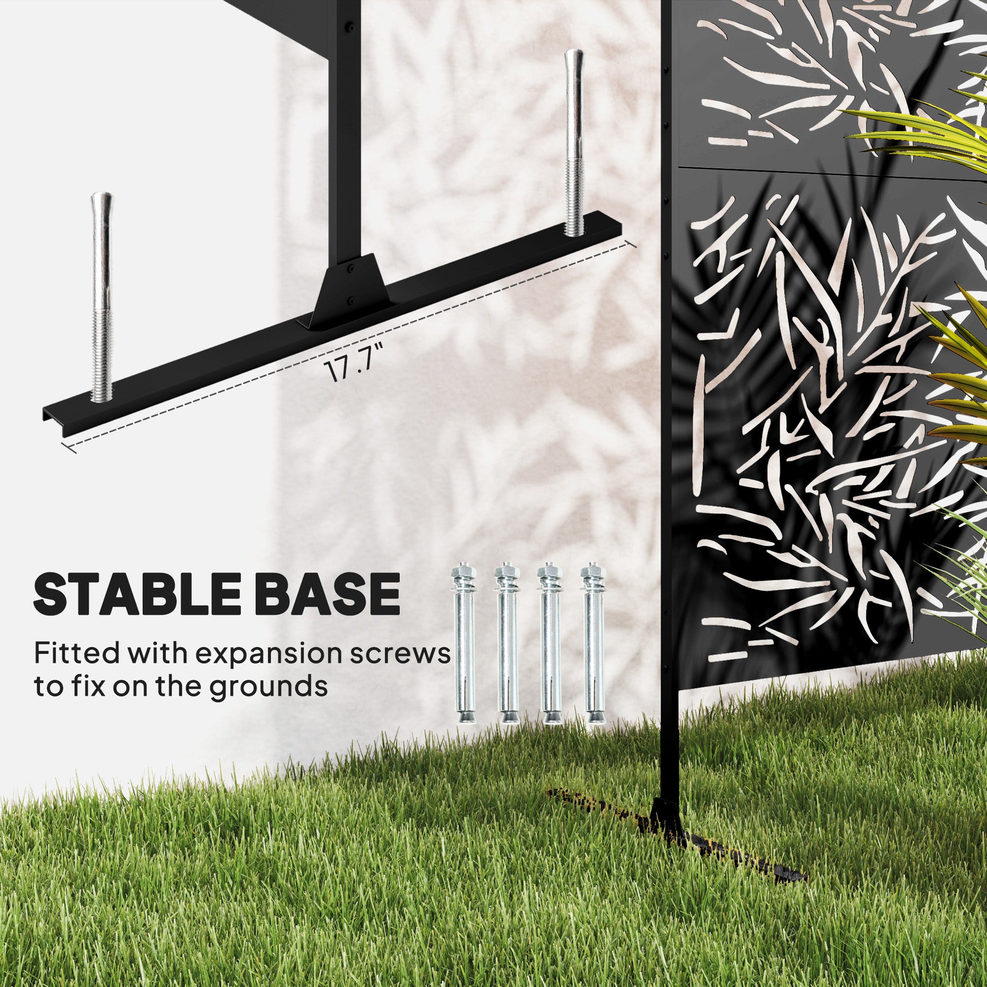 Outsunny Black Bamboo Outdoor Privacy Screen with Steel Frame