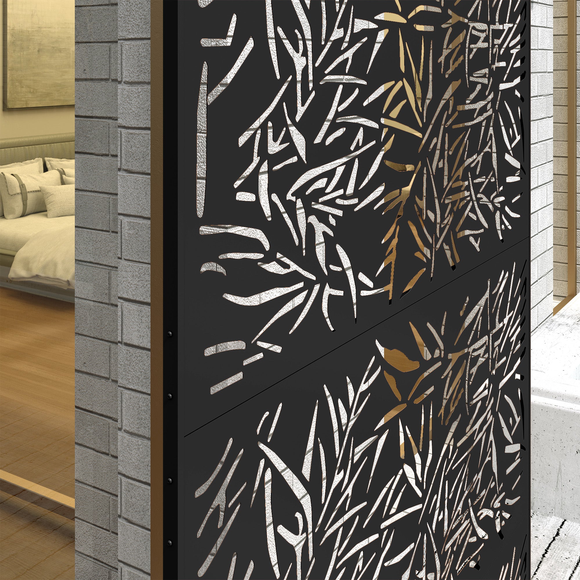 Outsunny Black Bamboo Outdoor Privacy Screen with Steel Frame