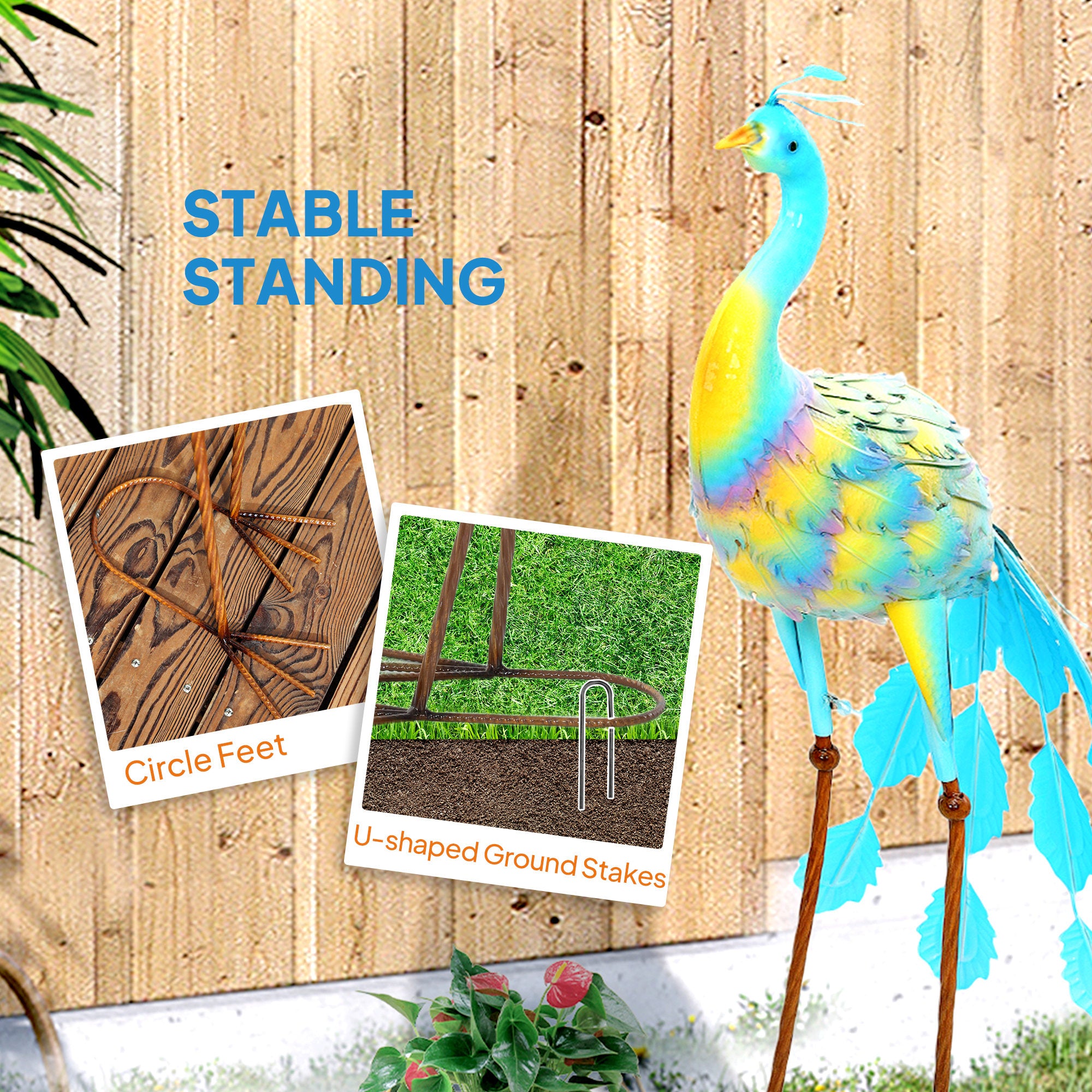 Outsunny Metal Peacock Garden Statue with Ground Stakes