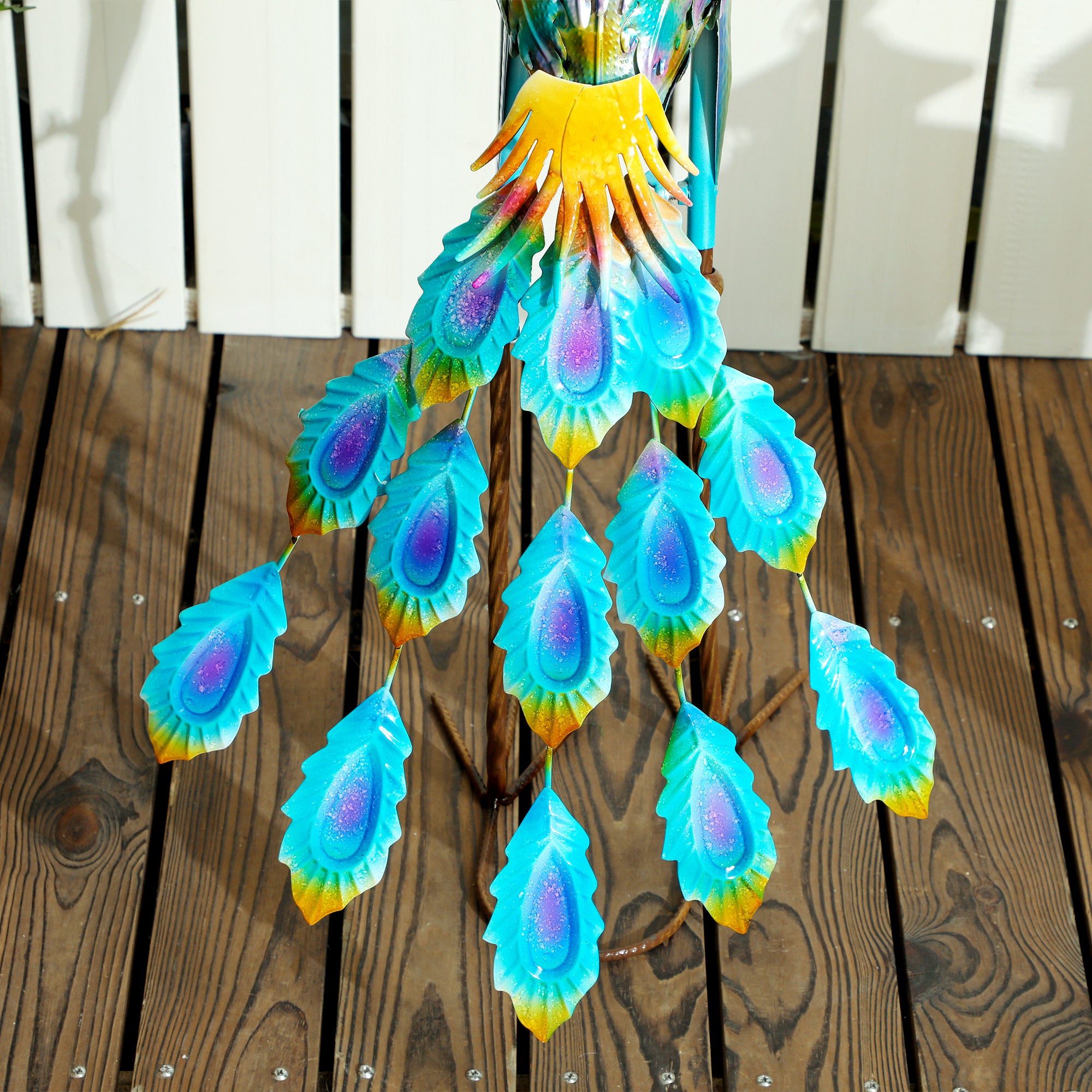 Outsunny Metal Peacock Garden Statue with Ground Stakes