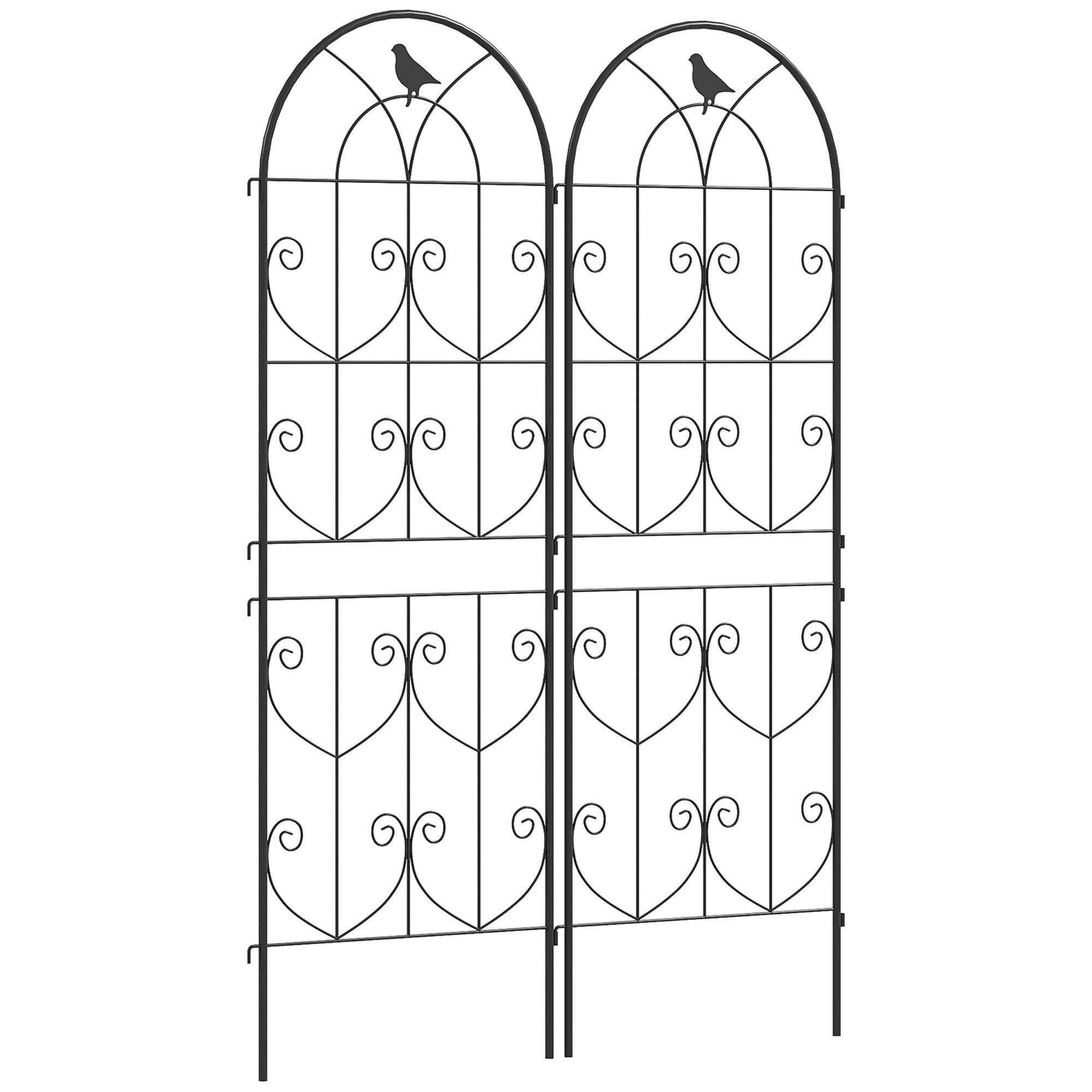Outsunny Set of 2 Black Metal Garden Trellis Panels, 150 x 50 cm