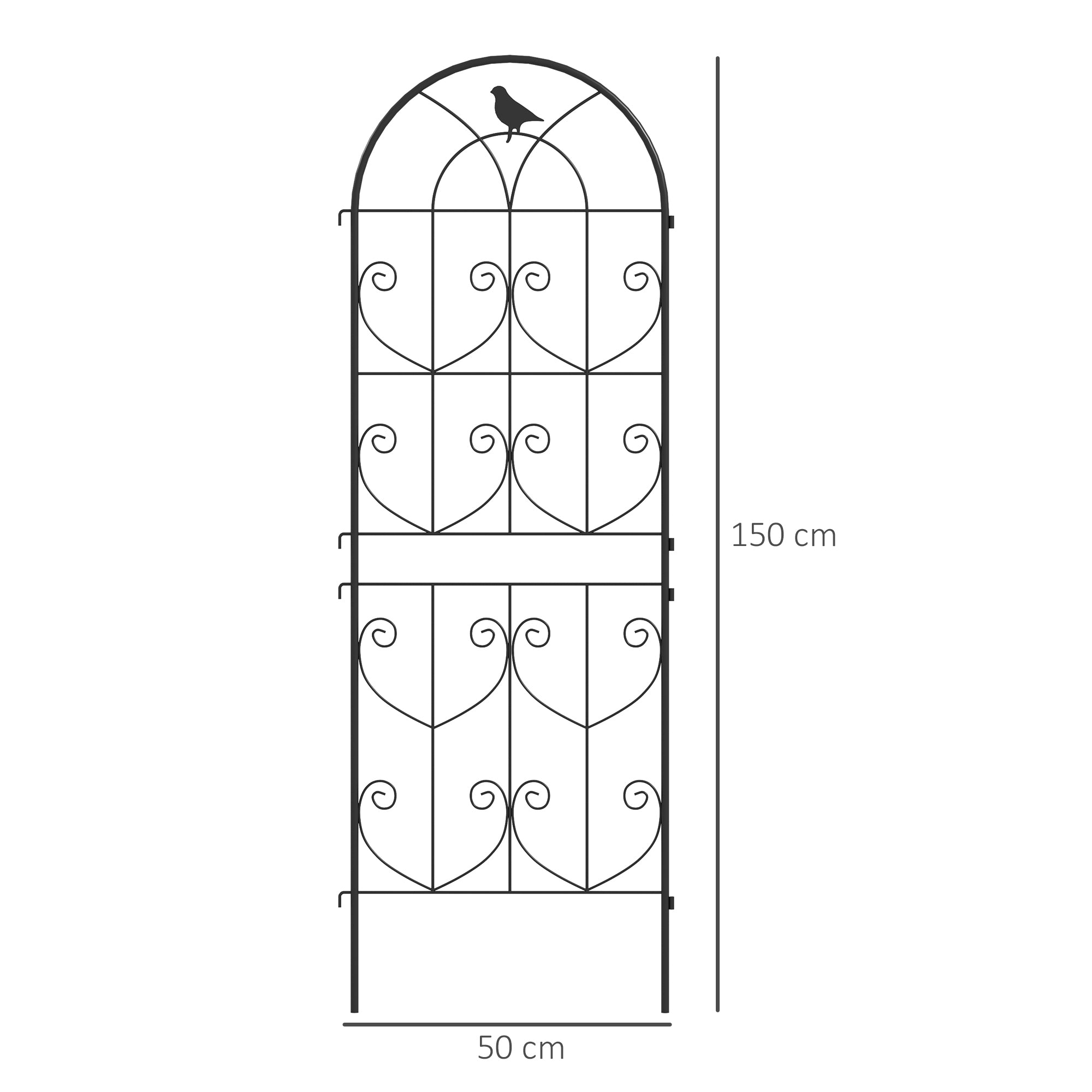 Outsunny Set of 2 Black Metal Garden Trellis Panels, 150 x 50 cm