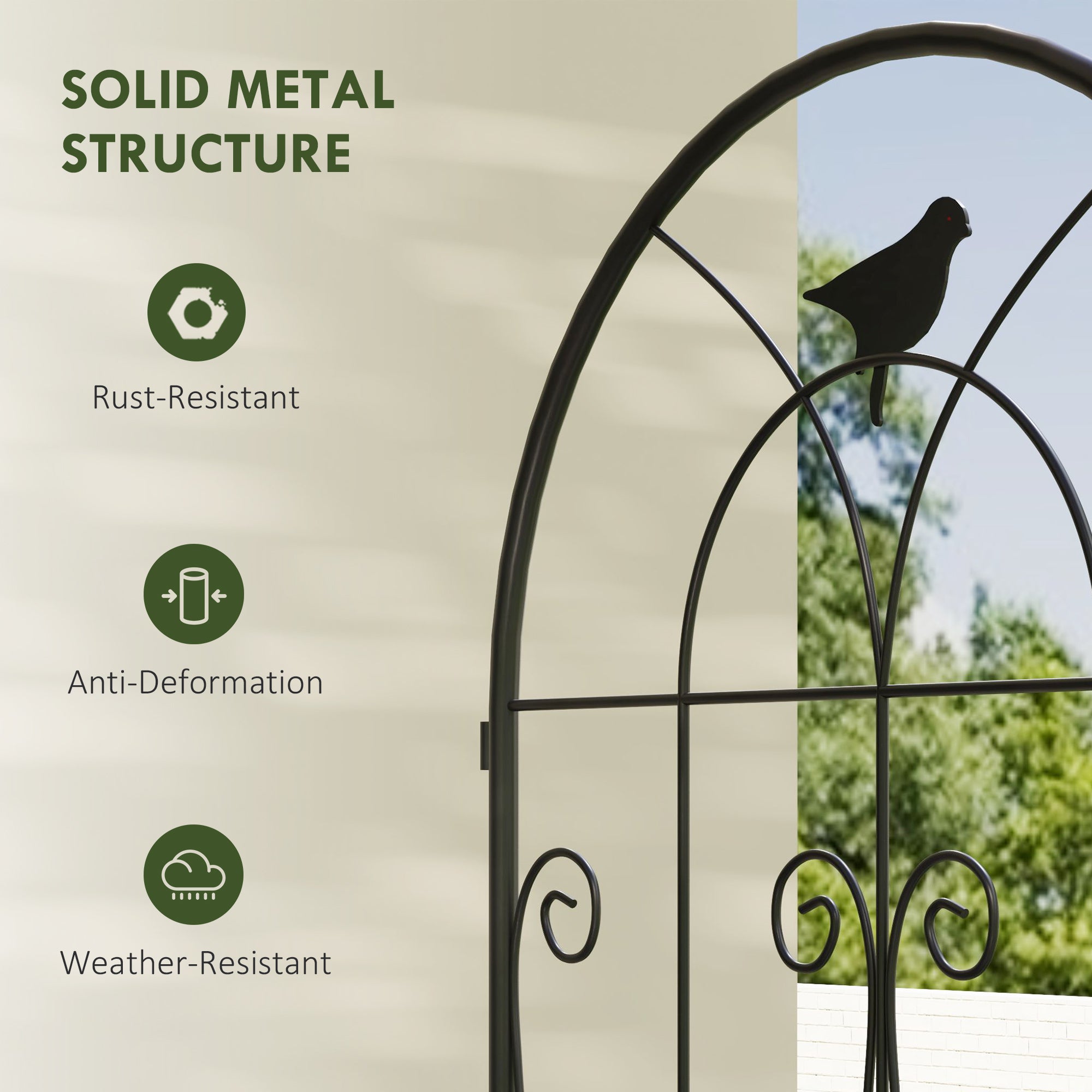 Outsunny Set of 2 Black Metal Garden Trellis Panels, 150 x 50 cm