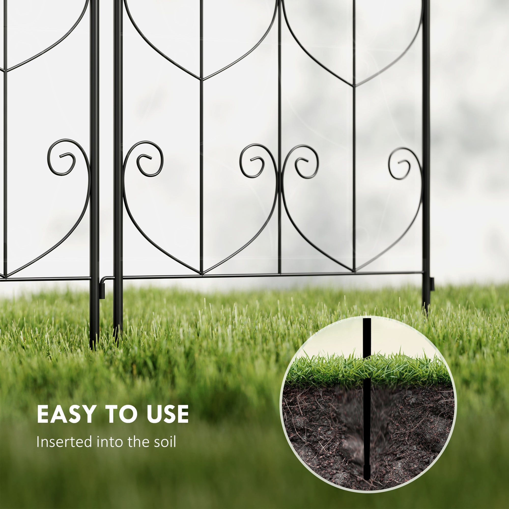 Outsunny Set of 2 Black Metal Garden Trellis Panels, 150 x 50 cm