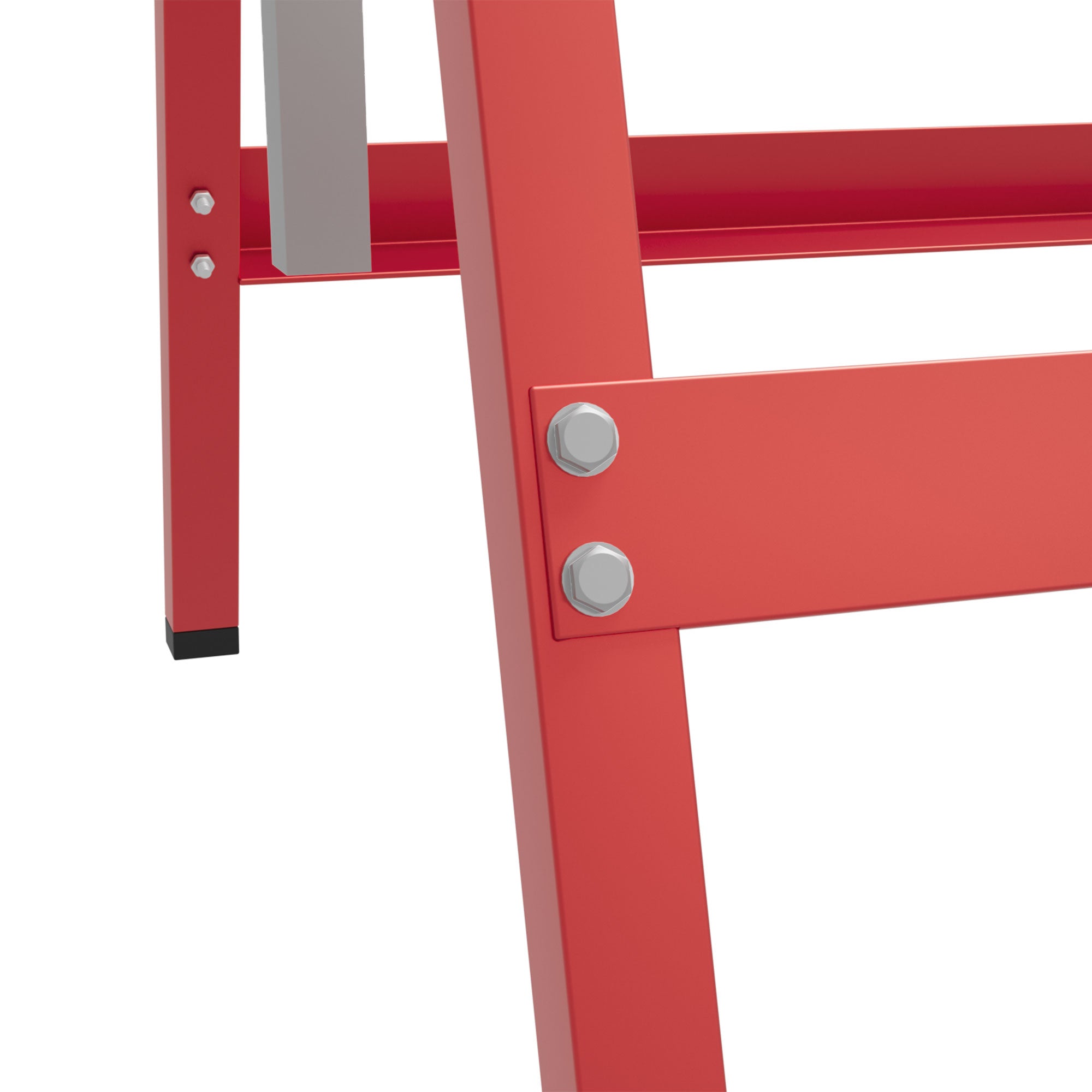 HOMCOM Set of 2 Adjustable Steel Saw Horses, Folding, Red