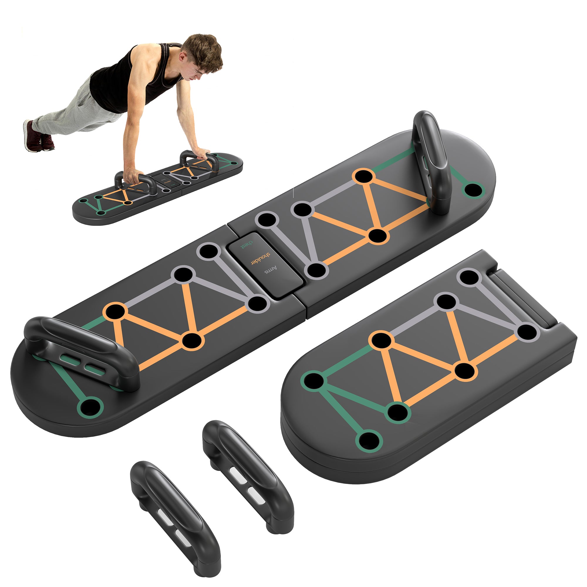 SPORTNOW 11-in-1 Foldable Push Up Board with Handles for Home Gym