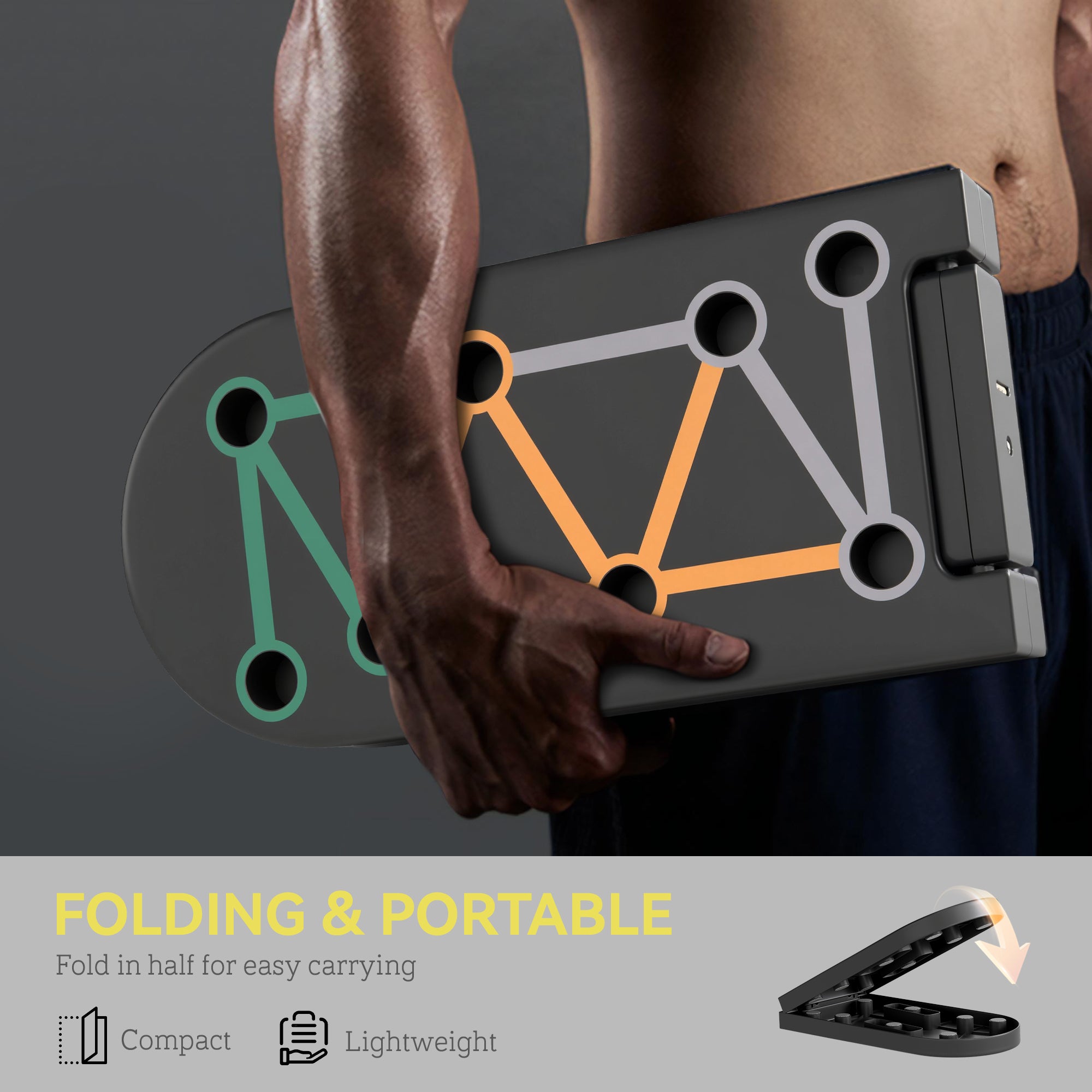 SPORTNOW 11-in-1 Foldable Push Up Board with Handles for Home Gym