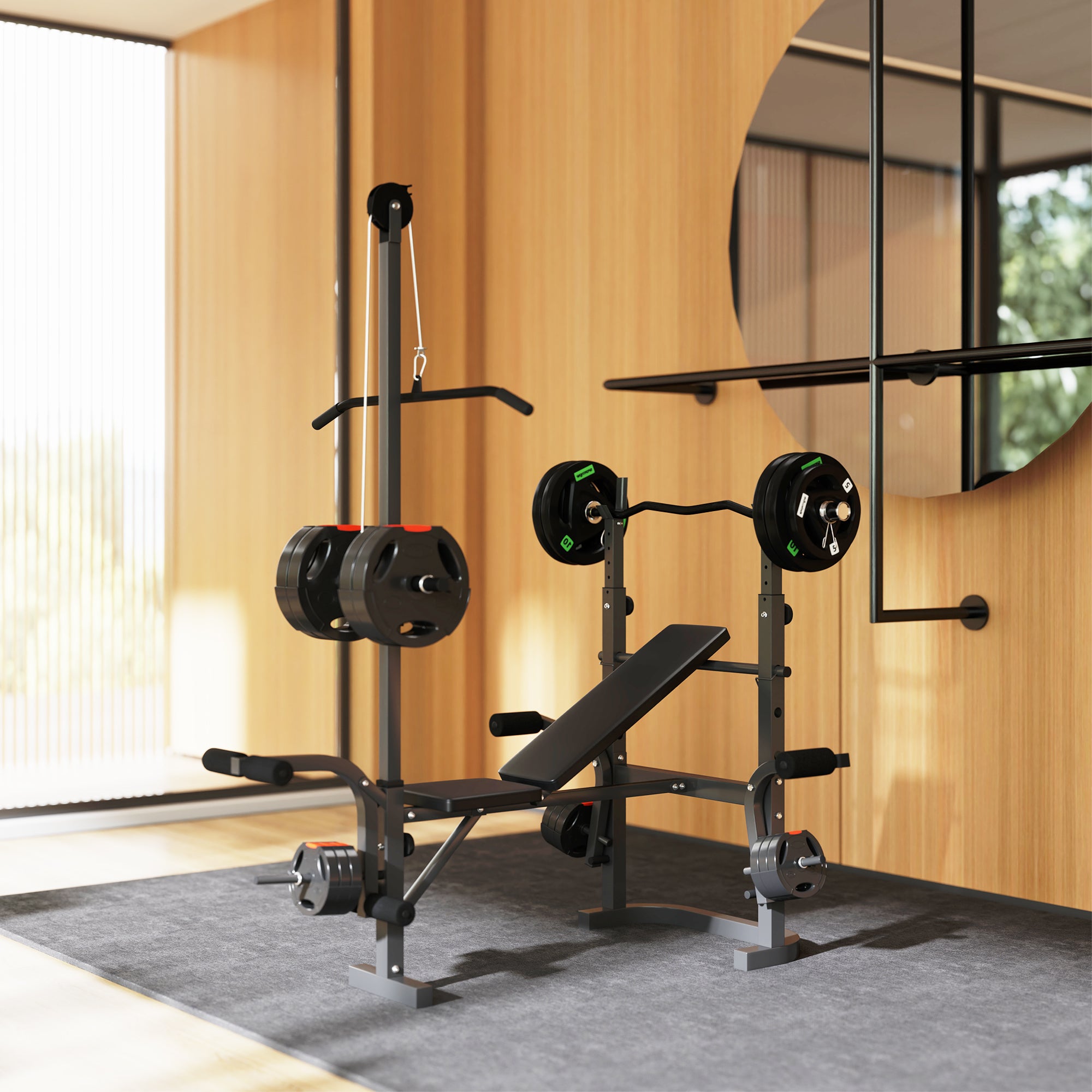 SPORTNOW Adjustable Weight Bench with Bench Press Rack