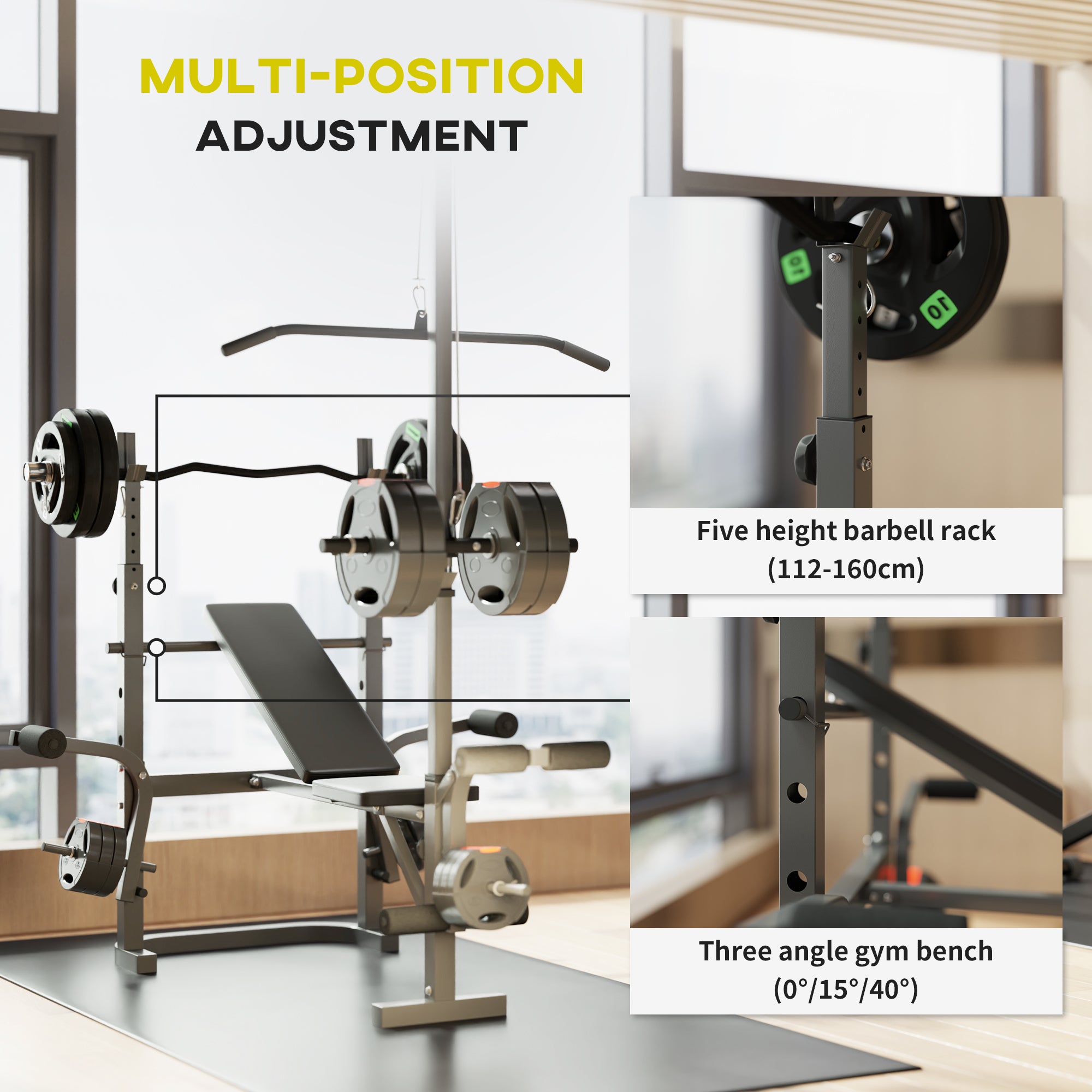 SPORTNOW Adjustable Weight Bench with Bench Press Rack
