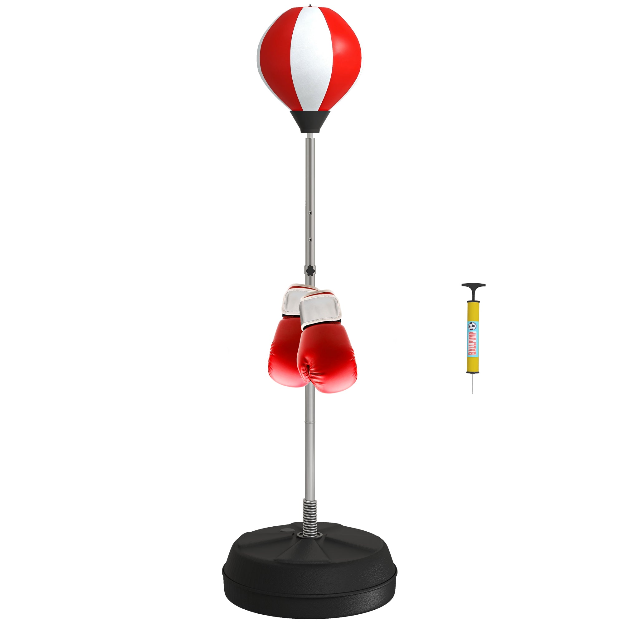 HOMCOM Adjustable Height Punching Bag with Stand Boxing Set, Red
