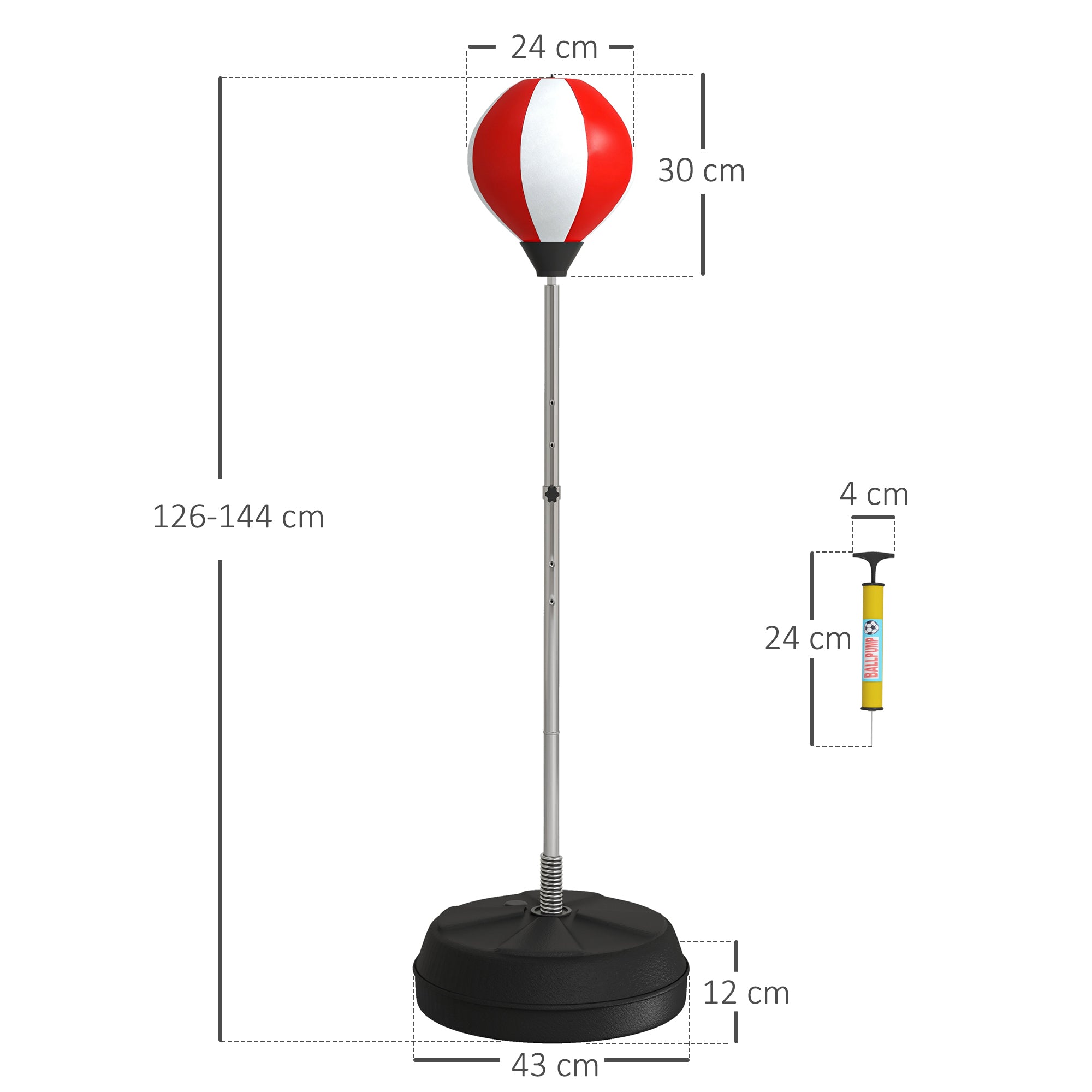 HOMCOM Adjustable Height Punching Bag with Stand Boxing Set, Red