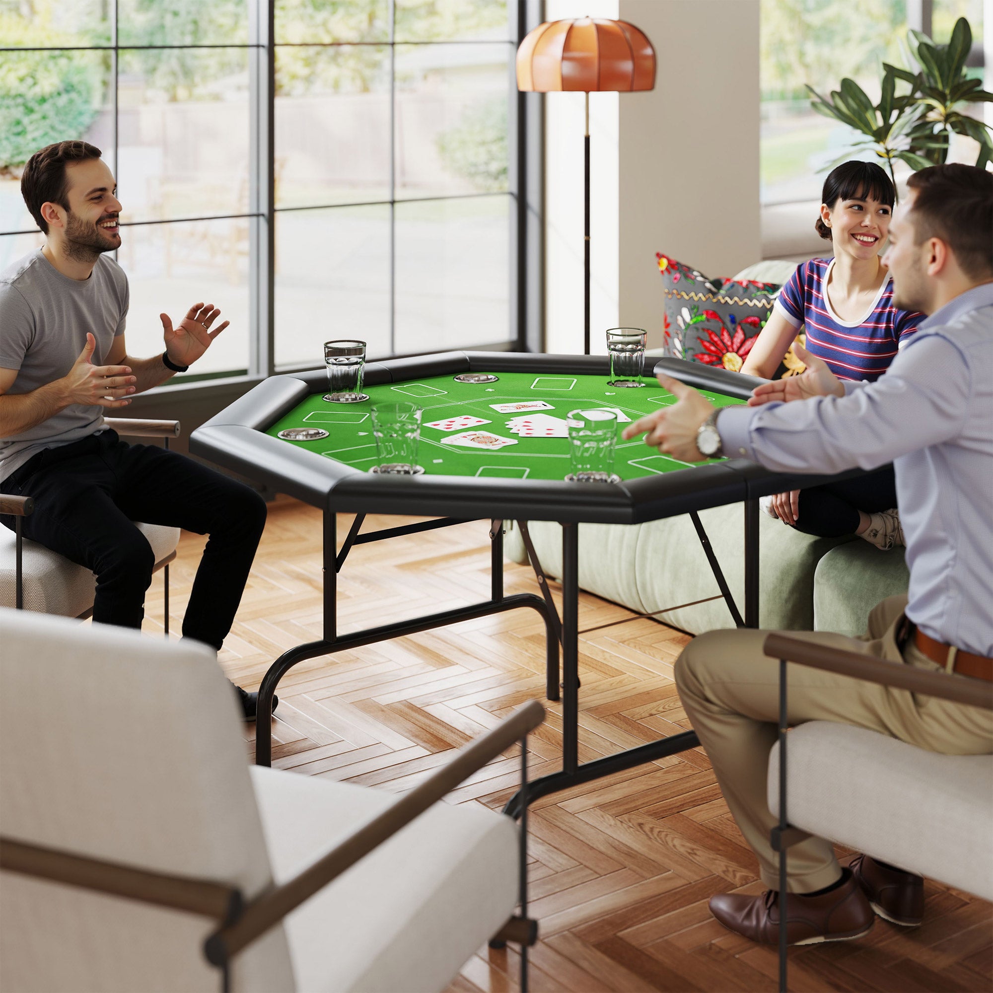 SPORTNOW 8-Player Foldable Green Poker Table with Cup Holders