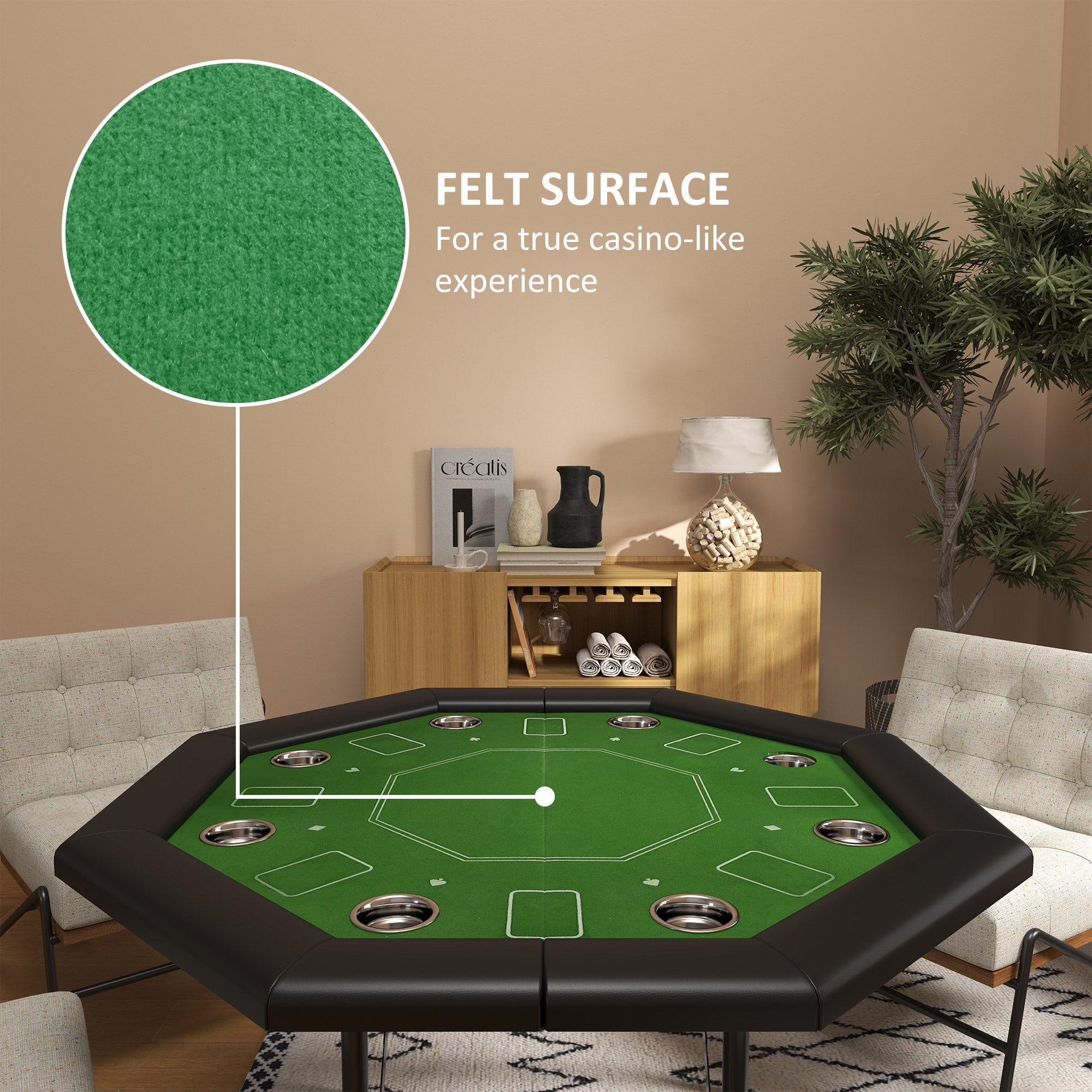 SPORTNOW 8-Player Foldable Green Poker Table with Cup Holders