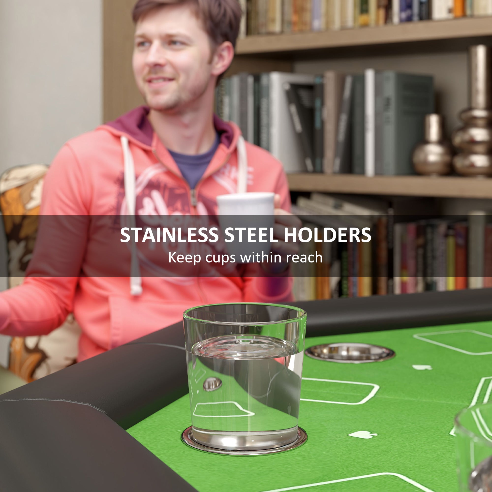 SPORTNOW 8-Player Foldable Green Poker Table with Cup Holders
