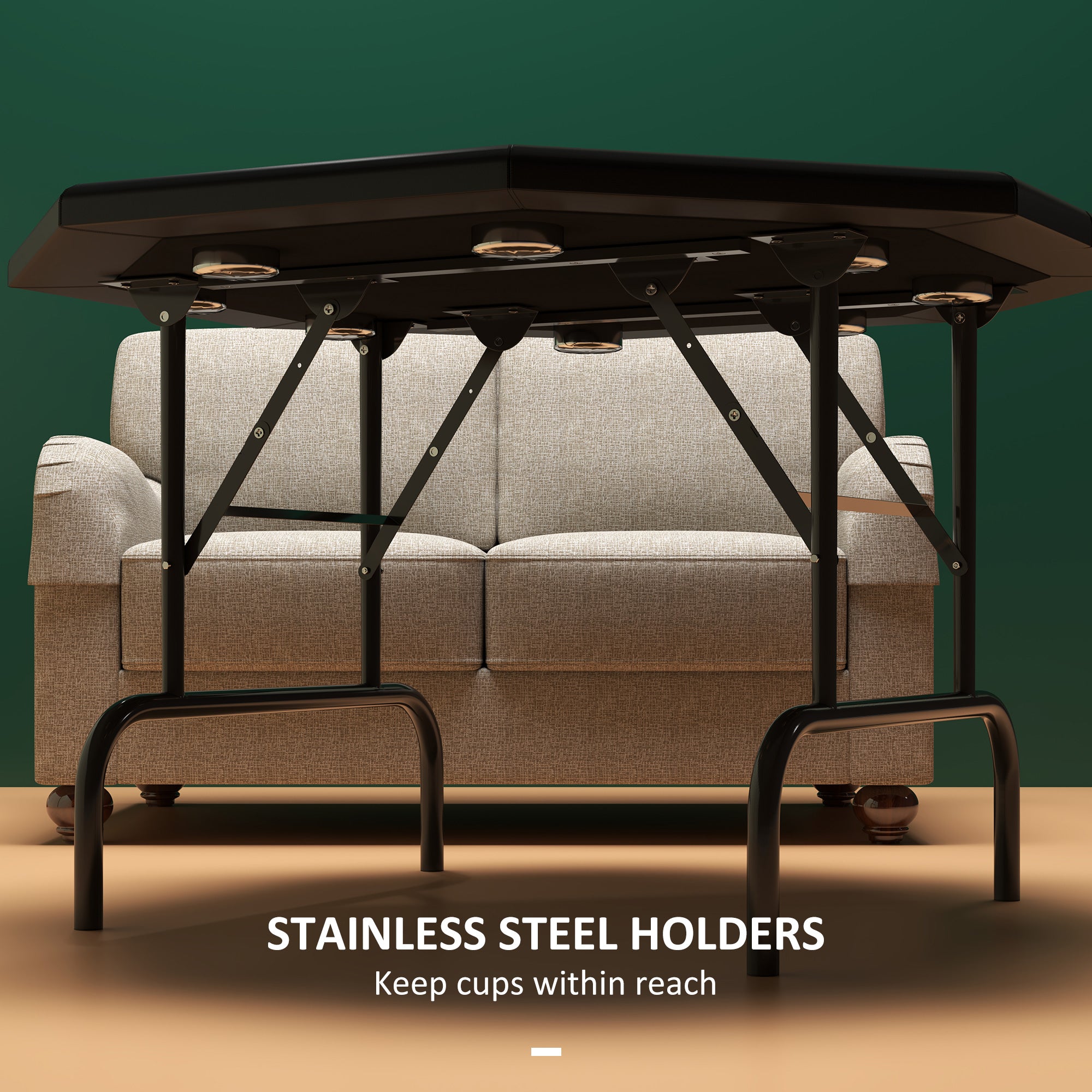 SPORTNOW 8-Player Foldable Green Poker Table with Cup Holders