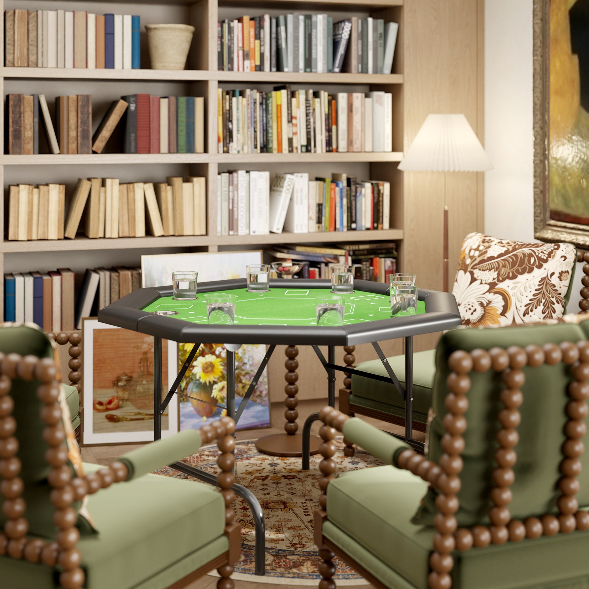SPORTNOW 8-Player Foldable Green Poker Table with Cup Holders