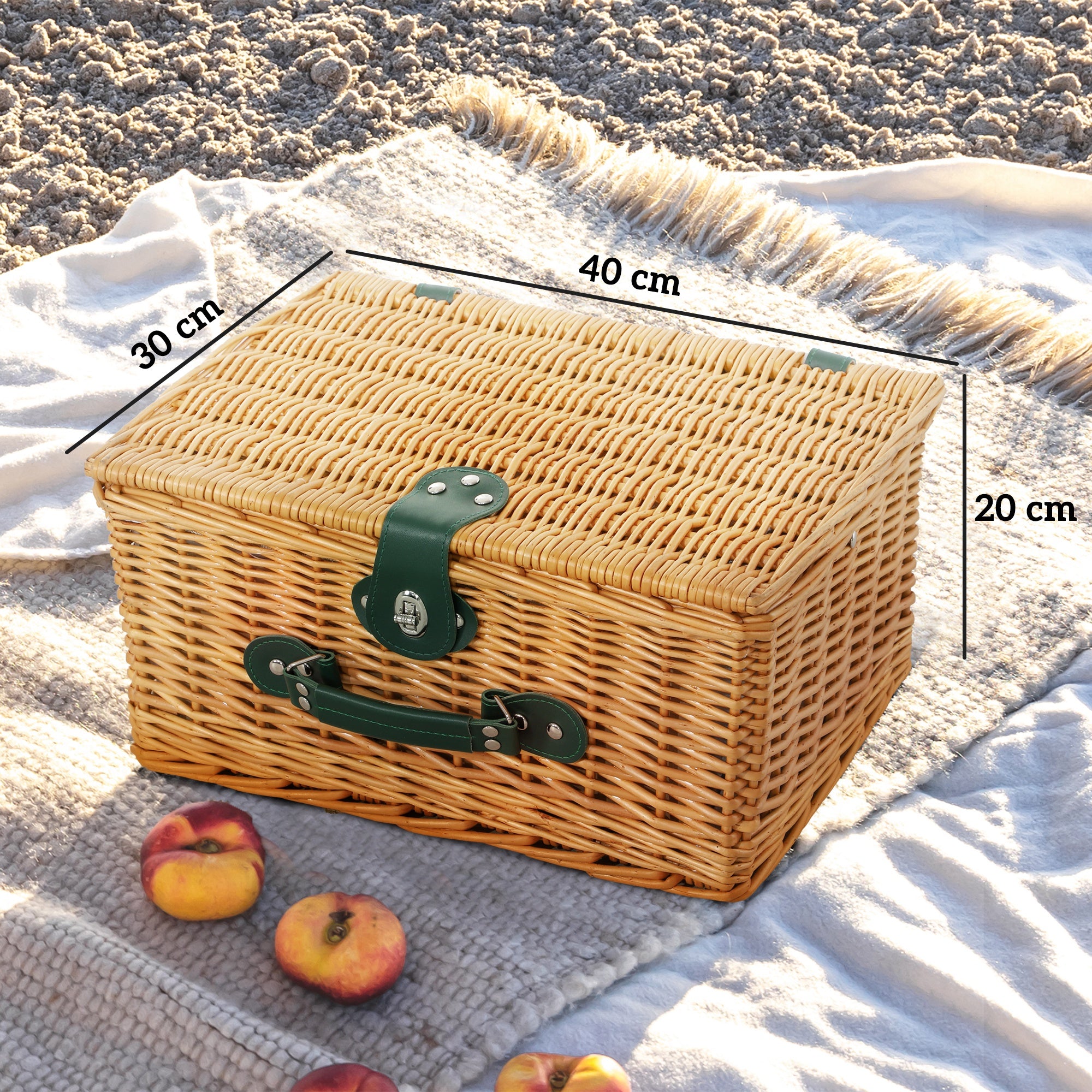 Outsunny 2-Person Wicker Picnic Basket with Insulated Cooler Bag