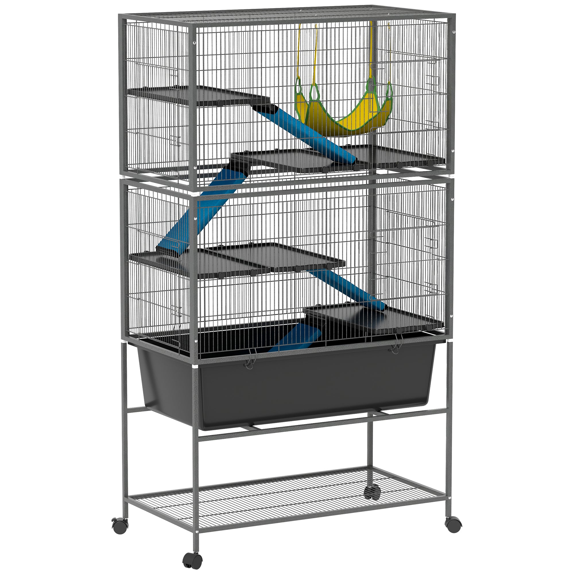 PawHut 5-Tier Rolling Small Animal Cage with Cloth-Covered Ramps