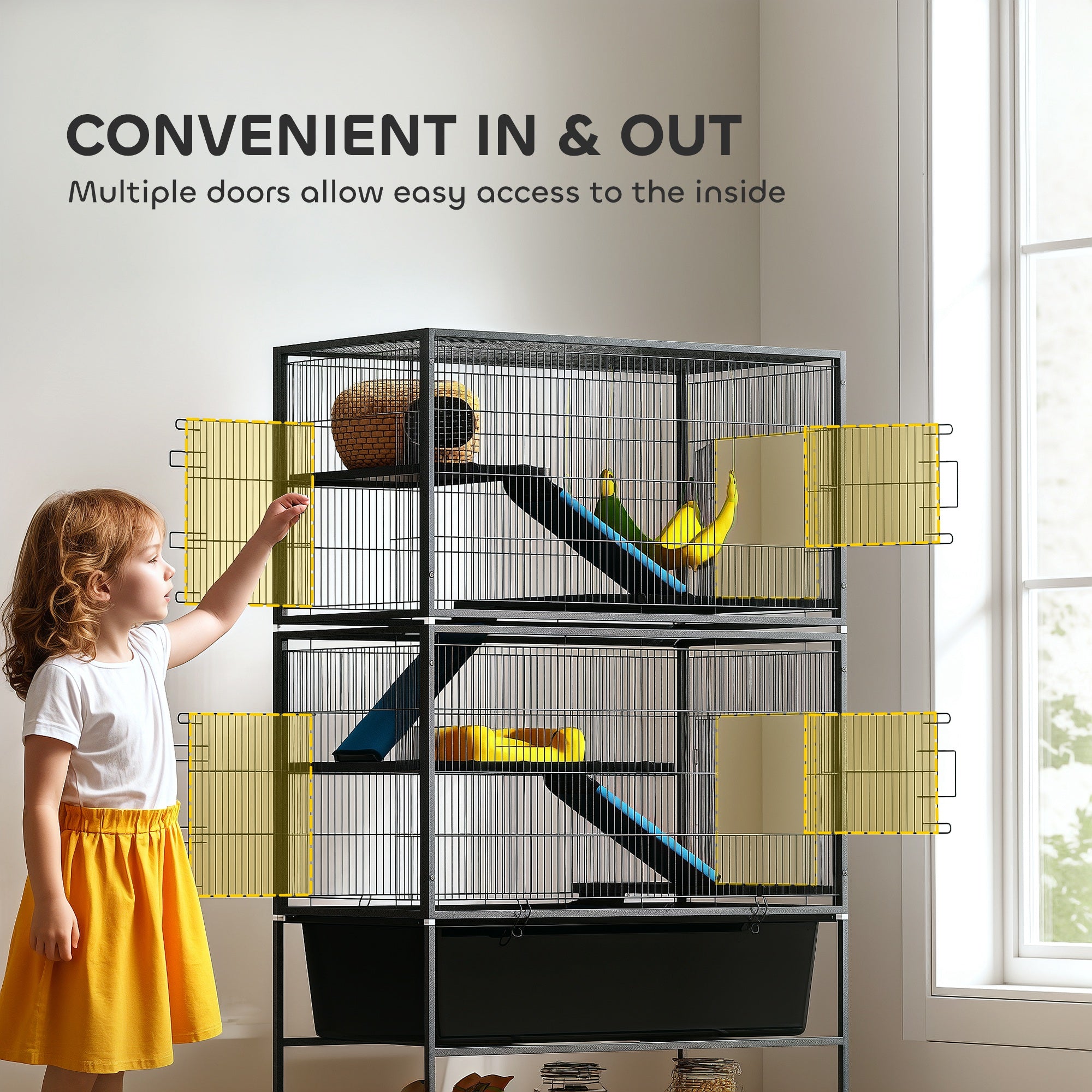 PawHut 5-Tier Rolling Small Animal Cage with Cloth-Covered Ramps