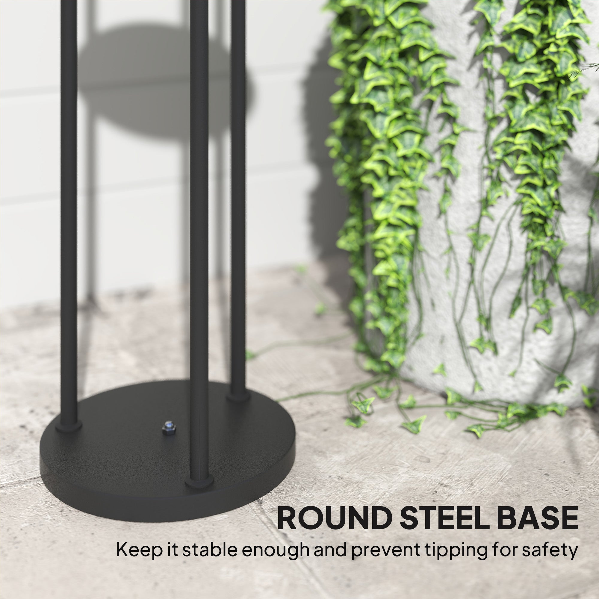 Outsunny 3-Light Solar Rattan Floor Lamp with Shelf, Auto On/Off