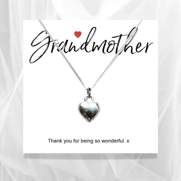 Grandmother Heart Necklace Message Card Gift
