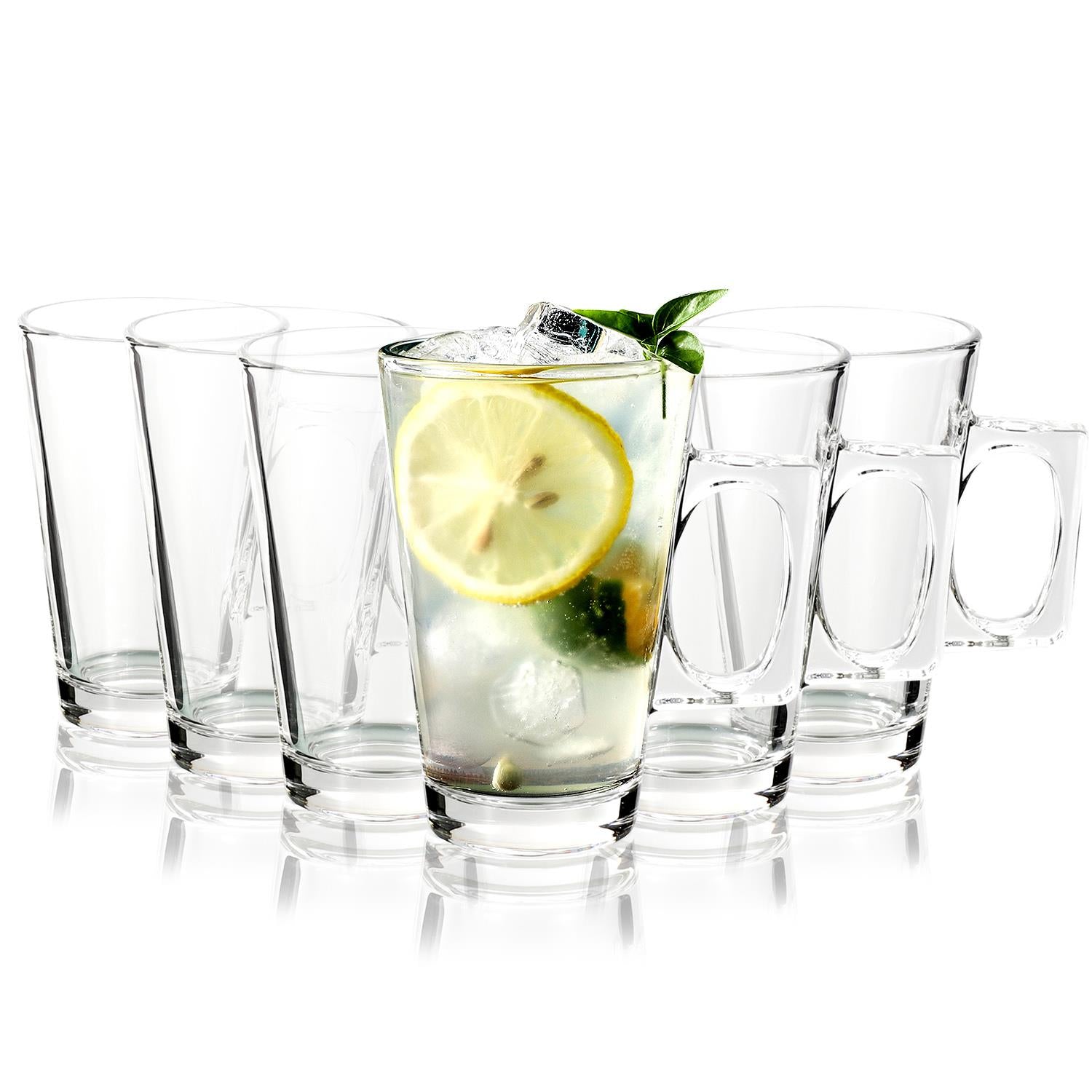 Vinsani Transparent Latte Glasses 6 Pack 200ml Dishwasher & Microwave Safe for Latte, Cappuccino, Tea and Coffee