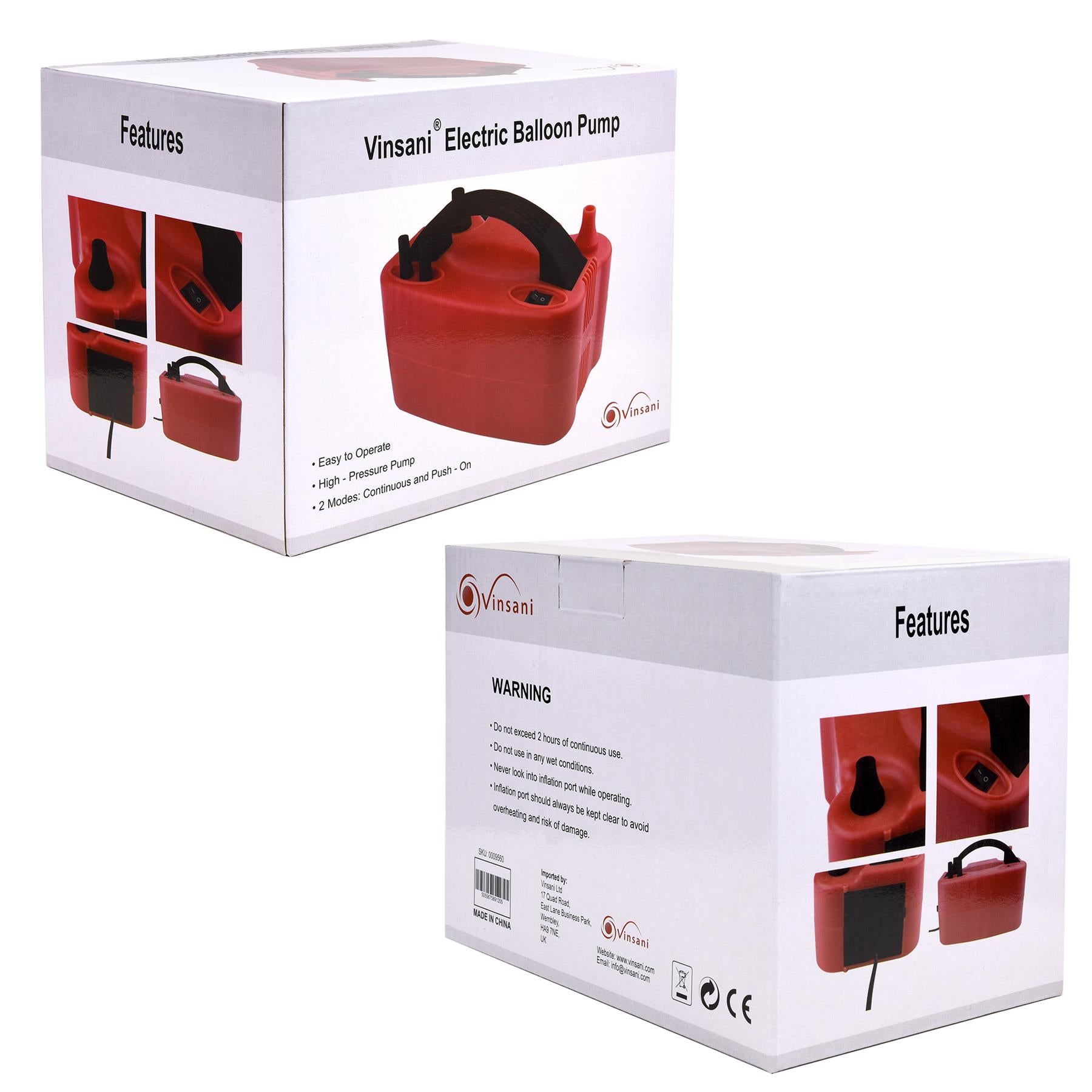 Vinsani Dual Nozzle Electric Balloon Pump 600W