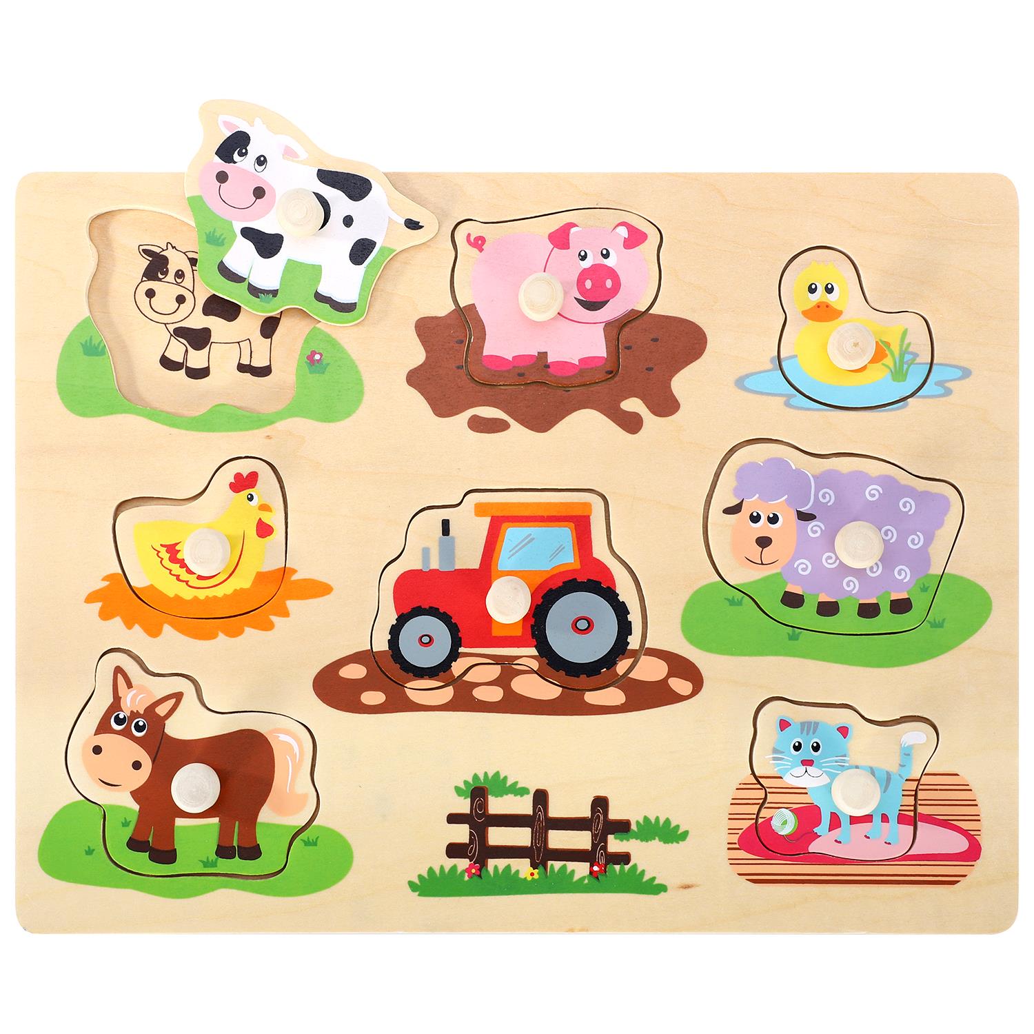 SOKA Farm Animal Peg Puzzle for Kids, Learn While Playing