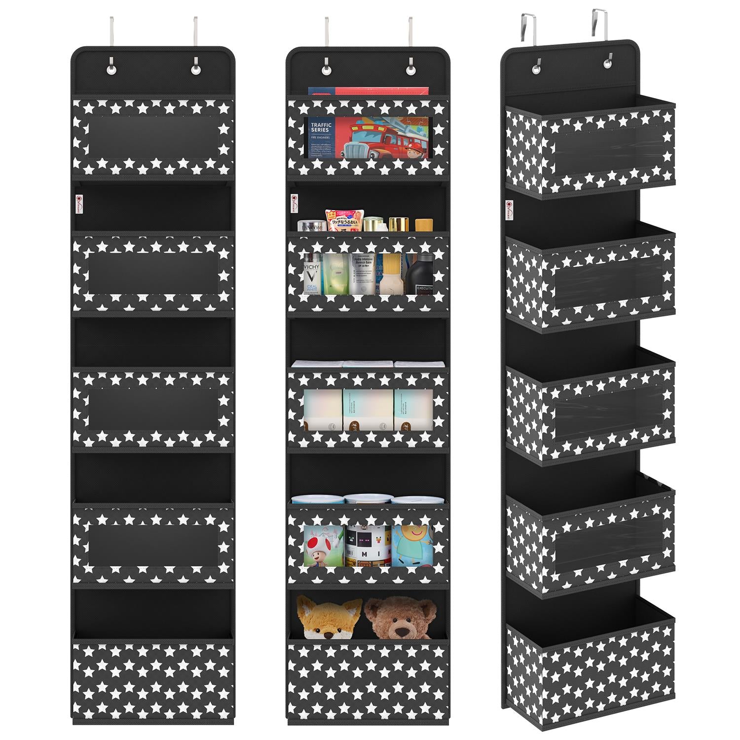 Vinsani 5-Tier Black Over Door Hanging Organiser Storage Unit