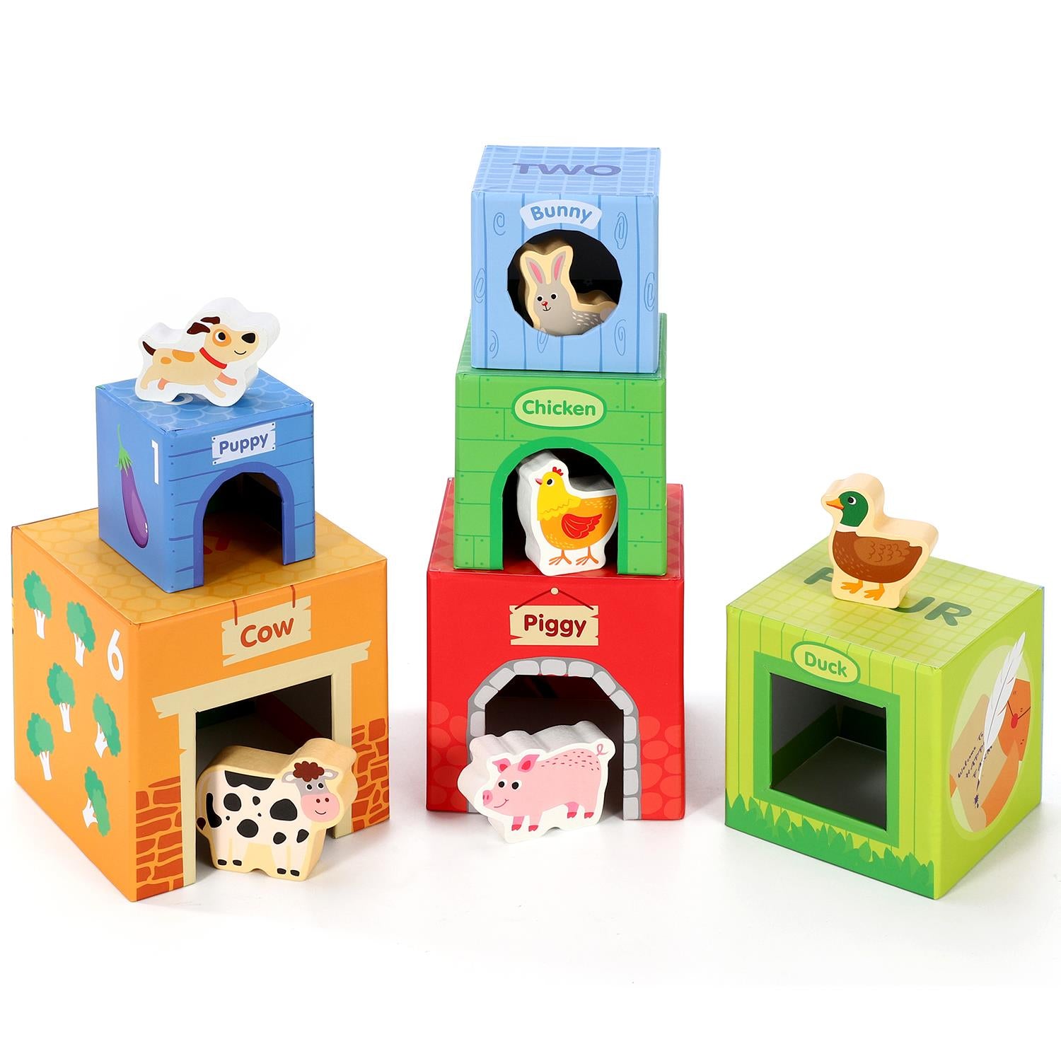 SOKA Farm Stacking Cube – Early Counting, Colours, Vegetables and Farm Animals