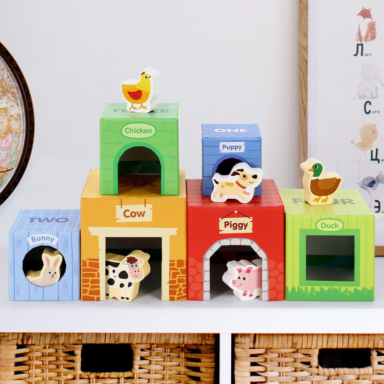 SOKA Farm Stacking Cube – Early Counting, Colours, Vegetables and Farm Animals