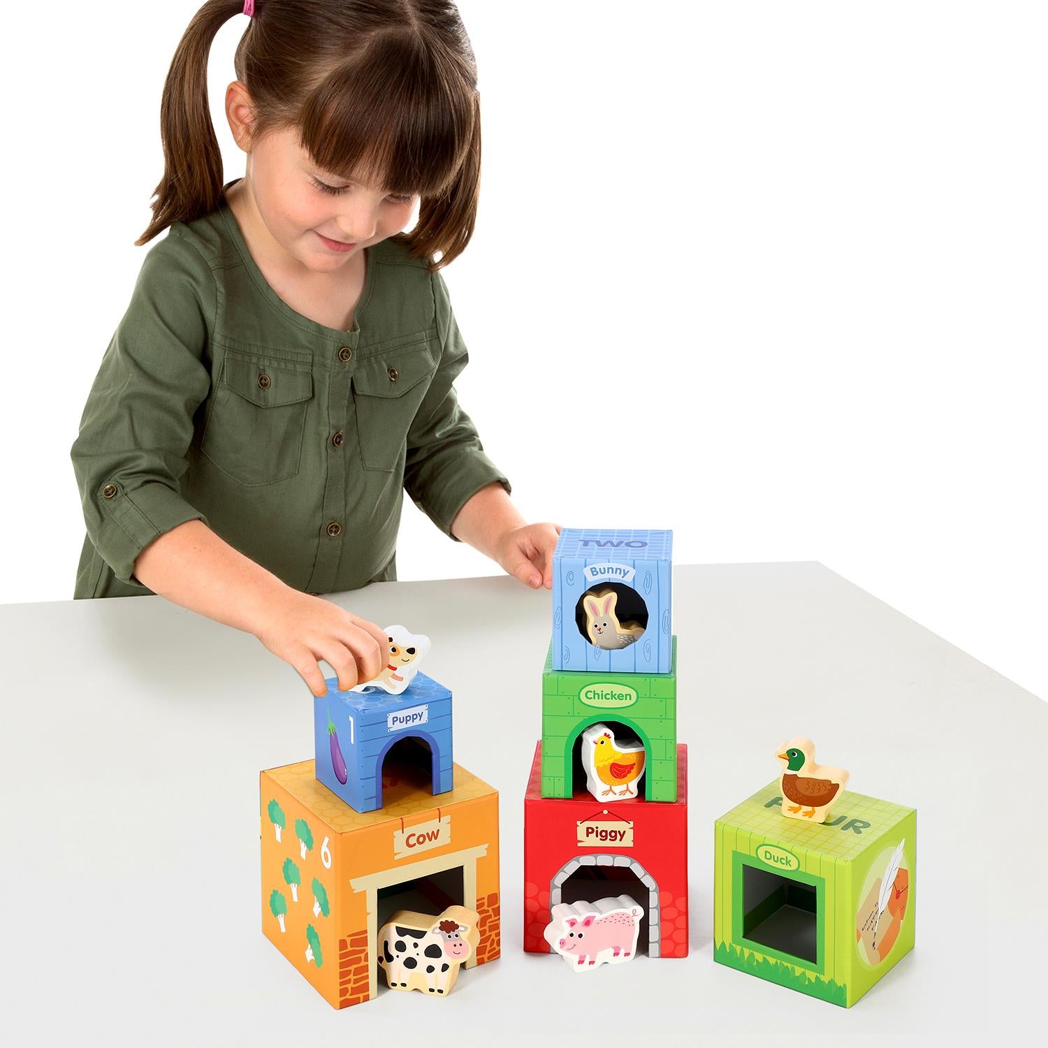 SOKA Farm Stacking Cube – Early Counting, Colours, Vegetables and Farm Animals