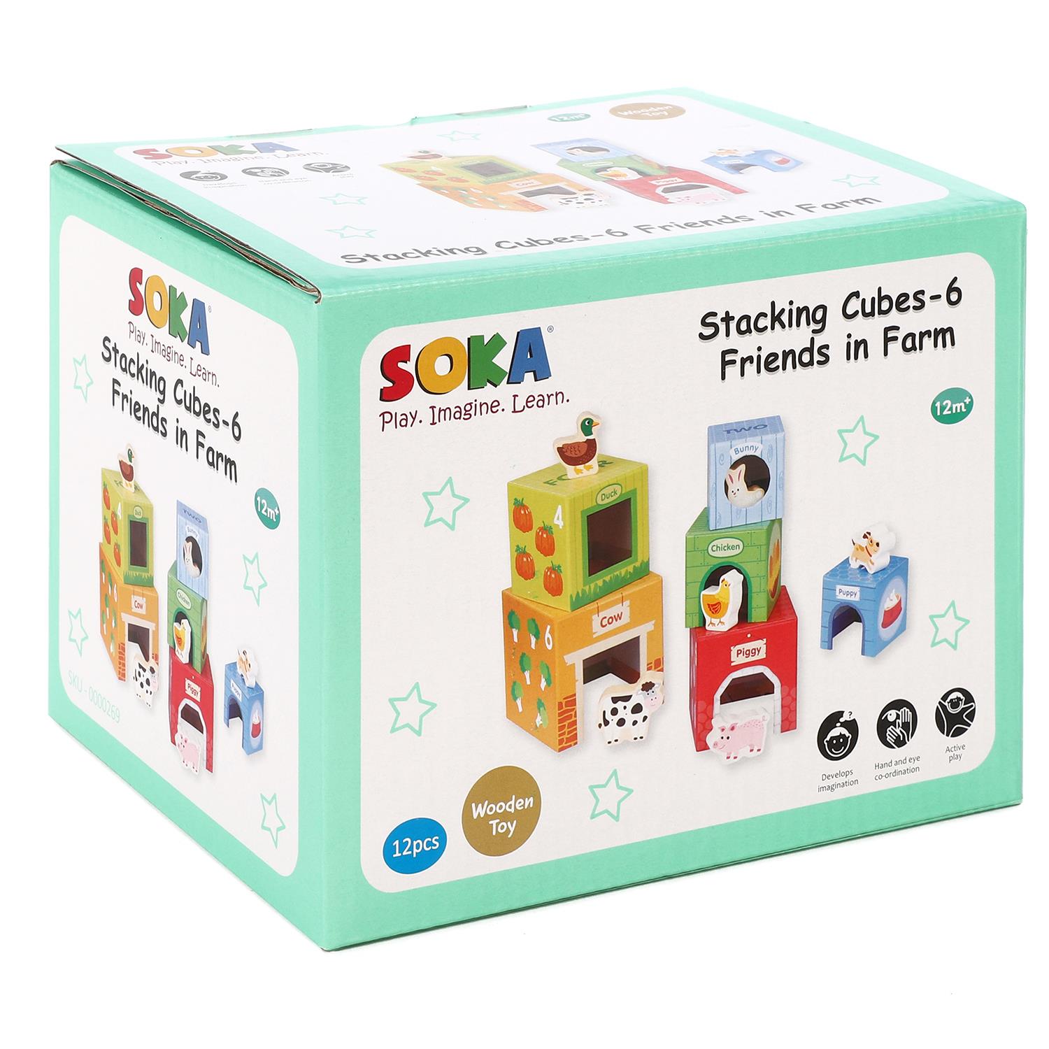 SOKA Farm Stacking Cube – Early Counting, Colours, Vegetables and Farm Animals