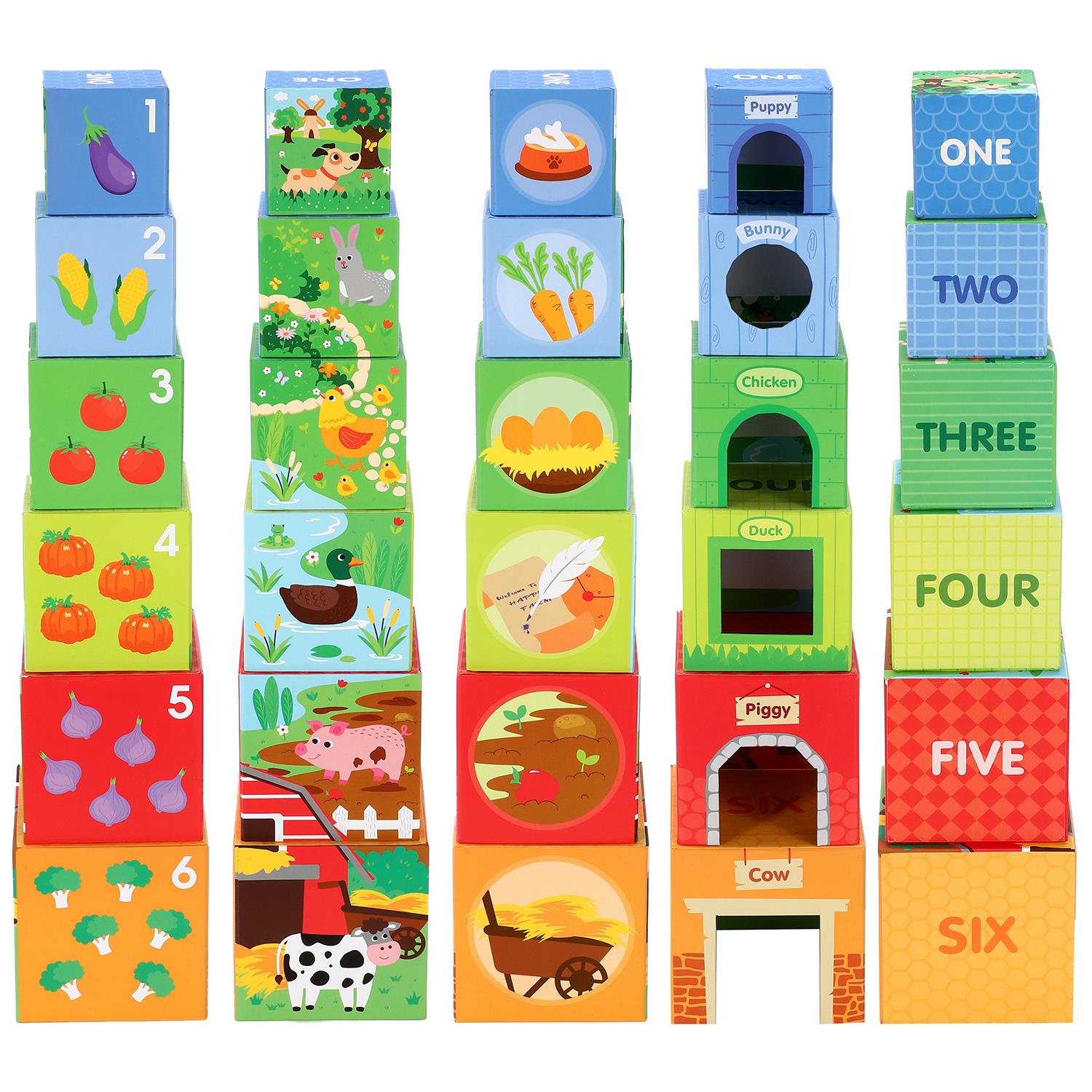 SOKA Farm Stacking Cube – Early Counting, Colours, Vegetables and Farm Animals