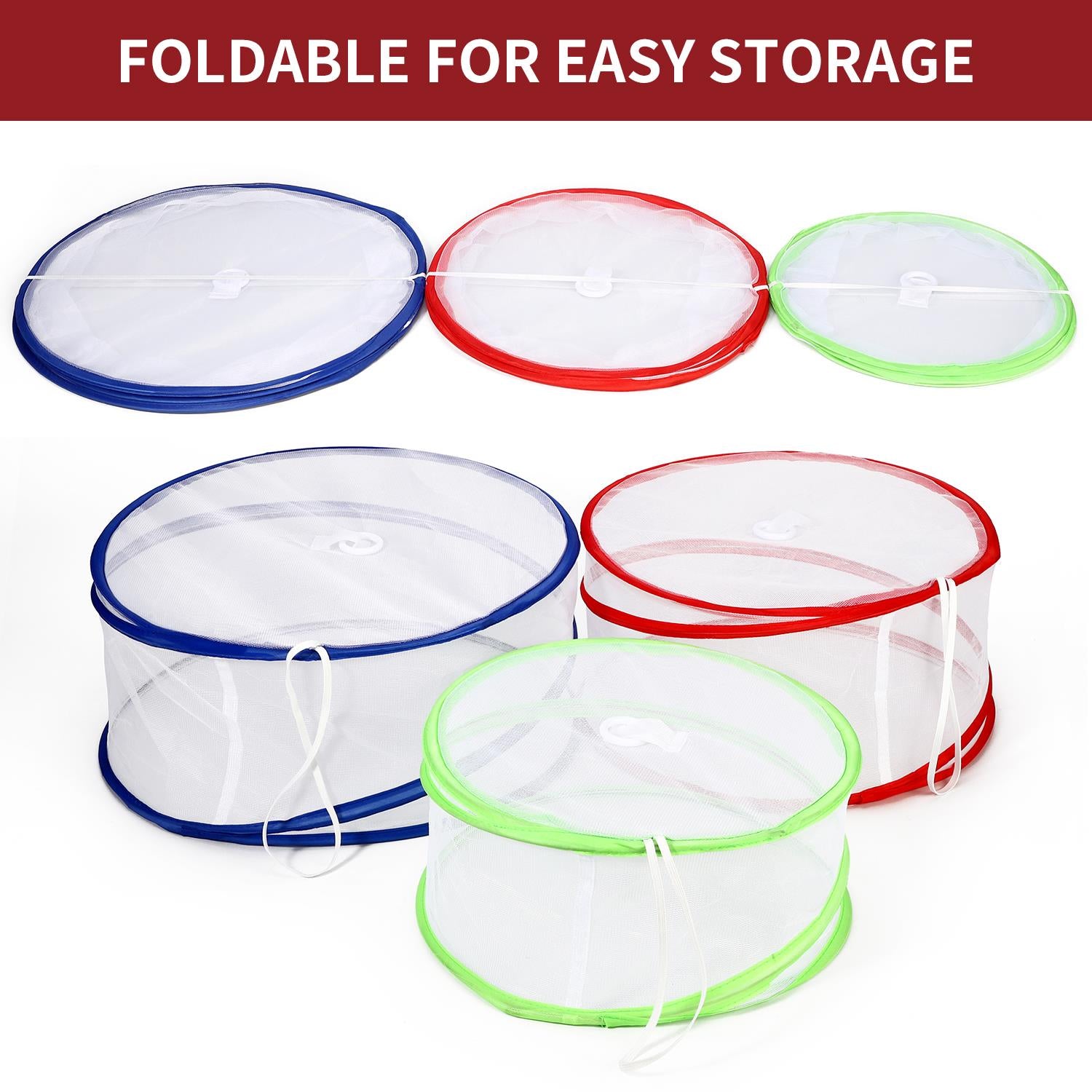 Vinsani Set of 3 Pop Up Food Covers, Fine Mesh Collapsible Dome Food Tent Set