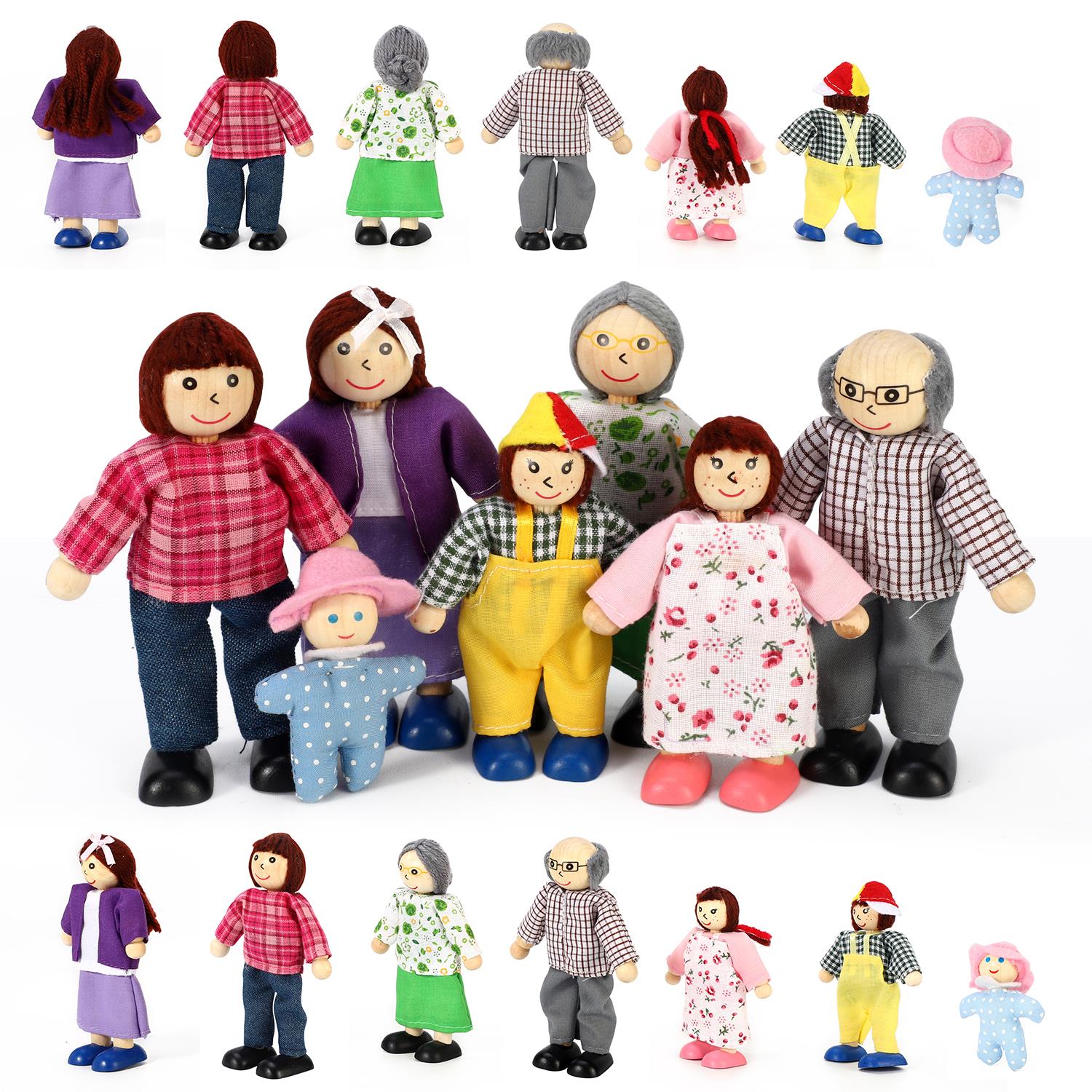 SOKA Happy Family Set 7-Piece Dollhouse Family Figures for Pretend Play