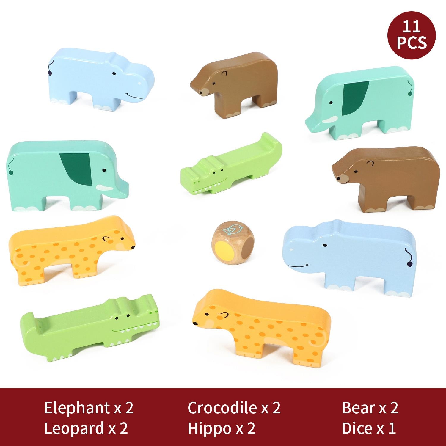SOKA Wild Animal Stacking Balancing Wooden Montessori Toy for Toddlers