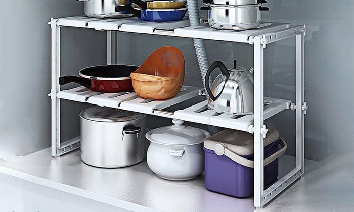 Vinsani Expandable Under Sink Storage Caddy Rack Organizer