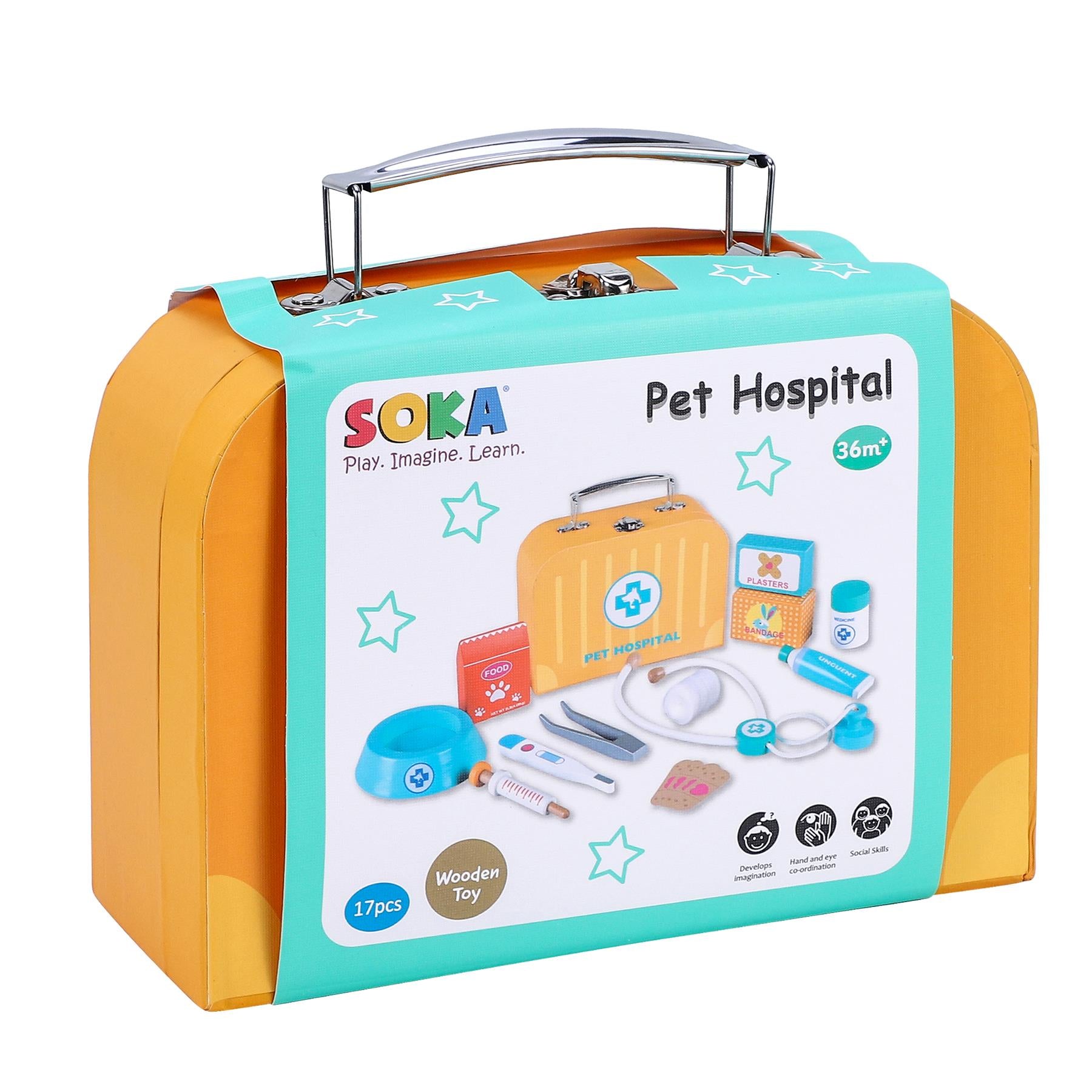 SOKA Play Imagine Learn Pet Hospital Pretend Play Toy Clinic Set for Kids