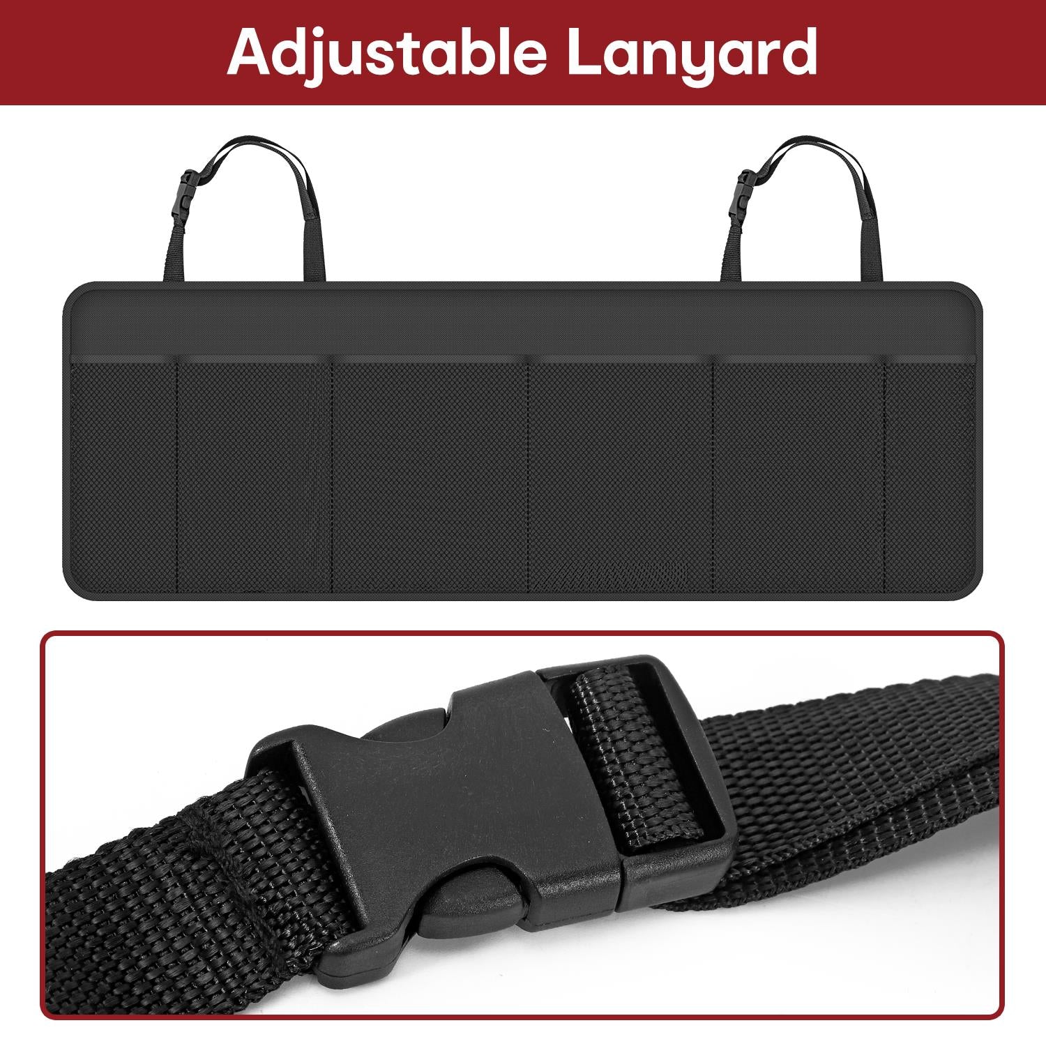 Vinsani Hanging Car Boot Organiser Black with Multi Mesh Pockets