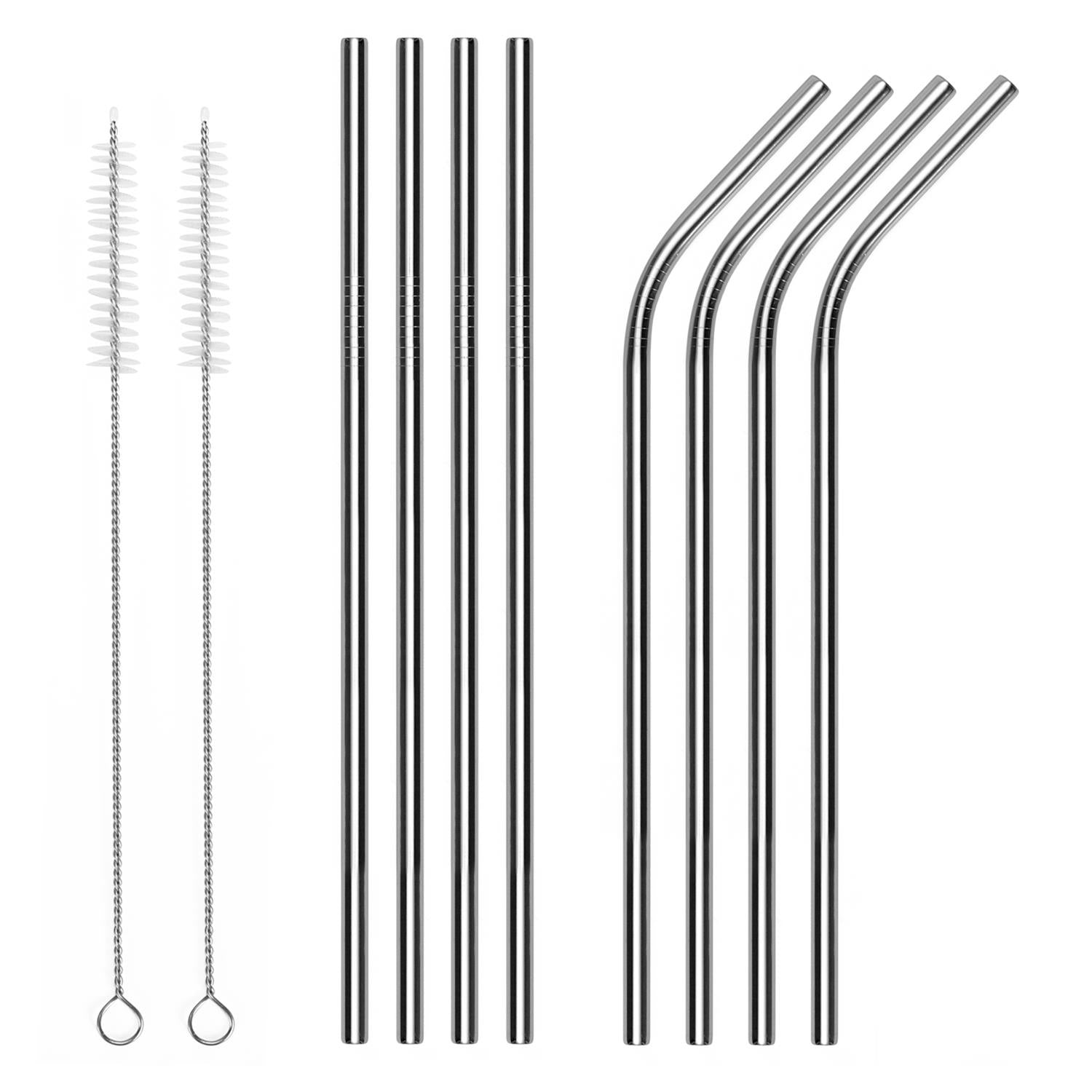 Vinsani Stainless Steel Drinking Straws, Smooth Finish, Rounded End, Suitable for Kids and Adults