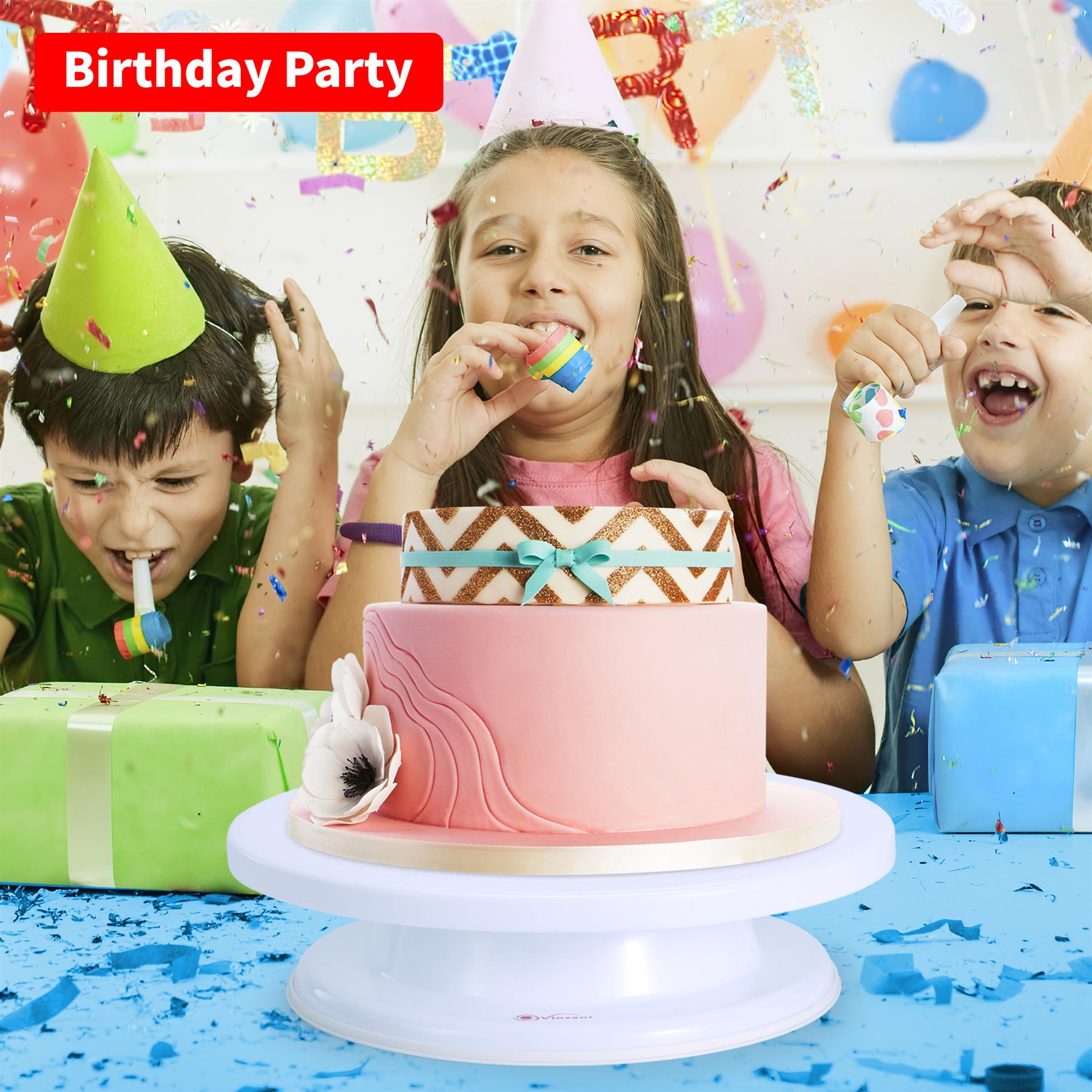 Vinsani Multi-Purpose Rotating Cake Turntable with 360-Degree Access for Decorating Cakes, Pastries and Cupcakes