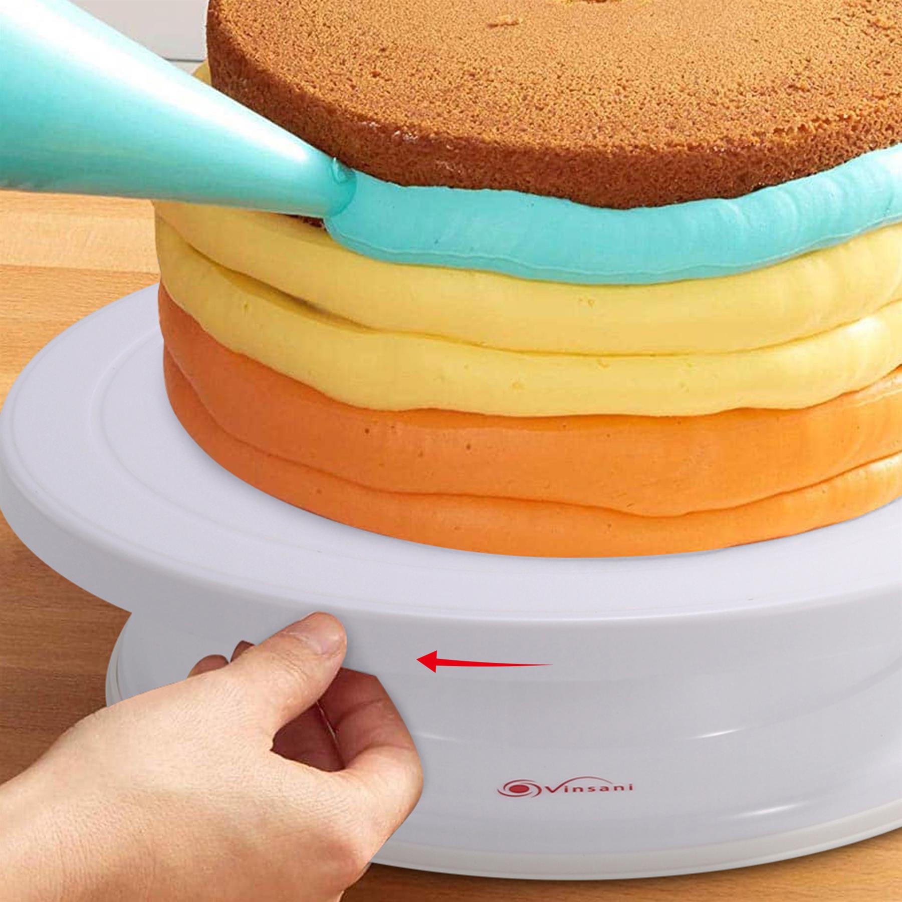 Vinsani Multi-Purpose Rotating Cake Turntable with 360-Degree Access for Decorating Cakes, Pastries and Cupcakes