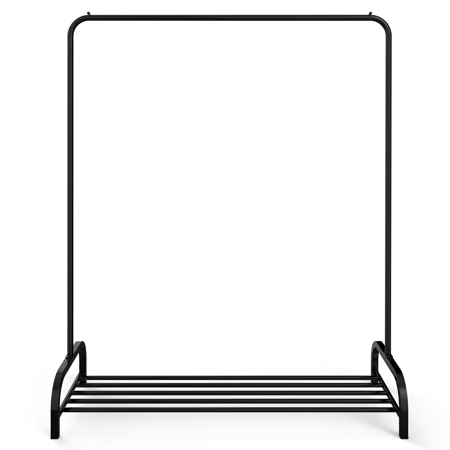 Vinsani Black Free-Standing Clothes Rail and Shoe Rack with Side Stoppers